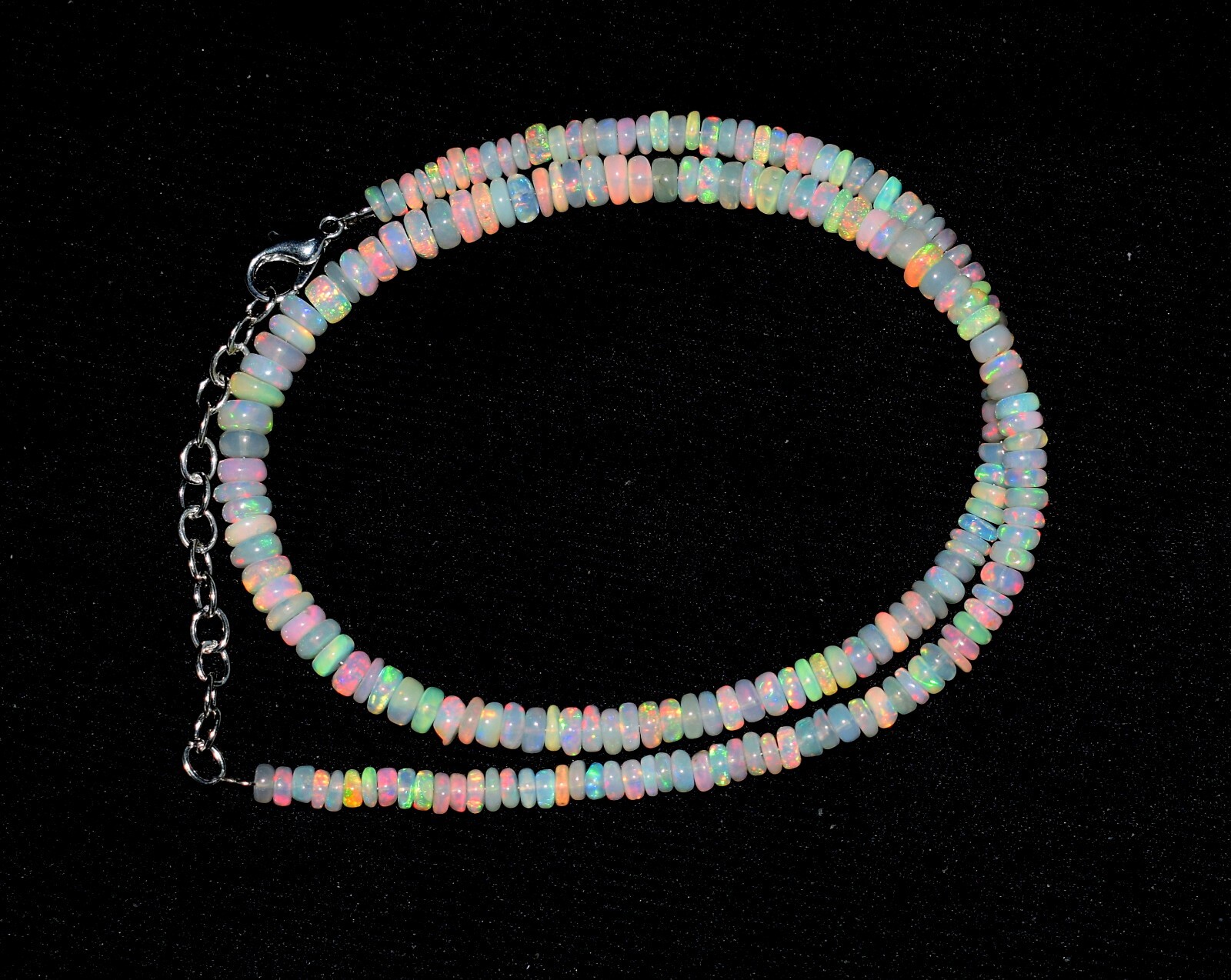 Genuine Opal Natural Ethiopian Opal Wello Fire Opal Gemstone Beads Necklace “16