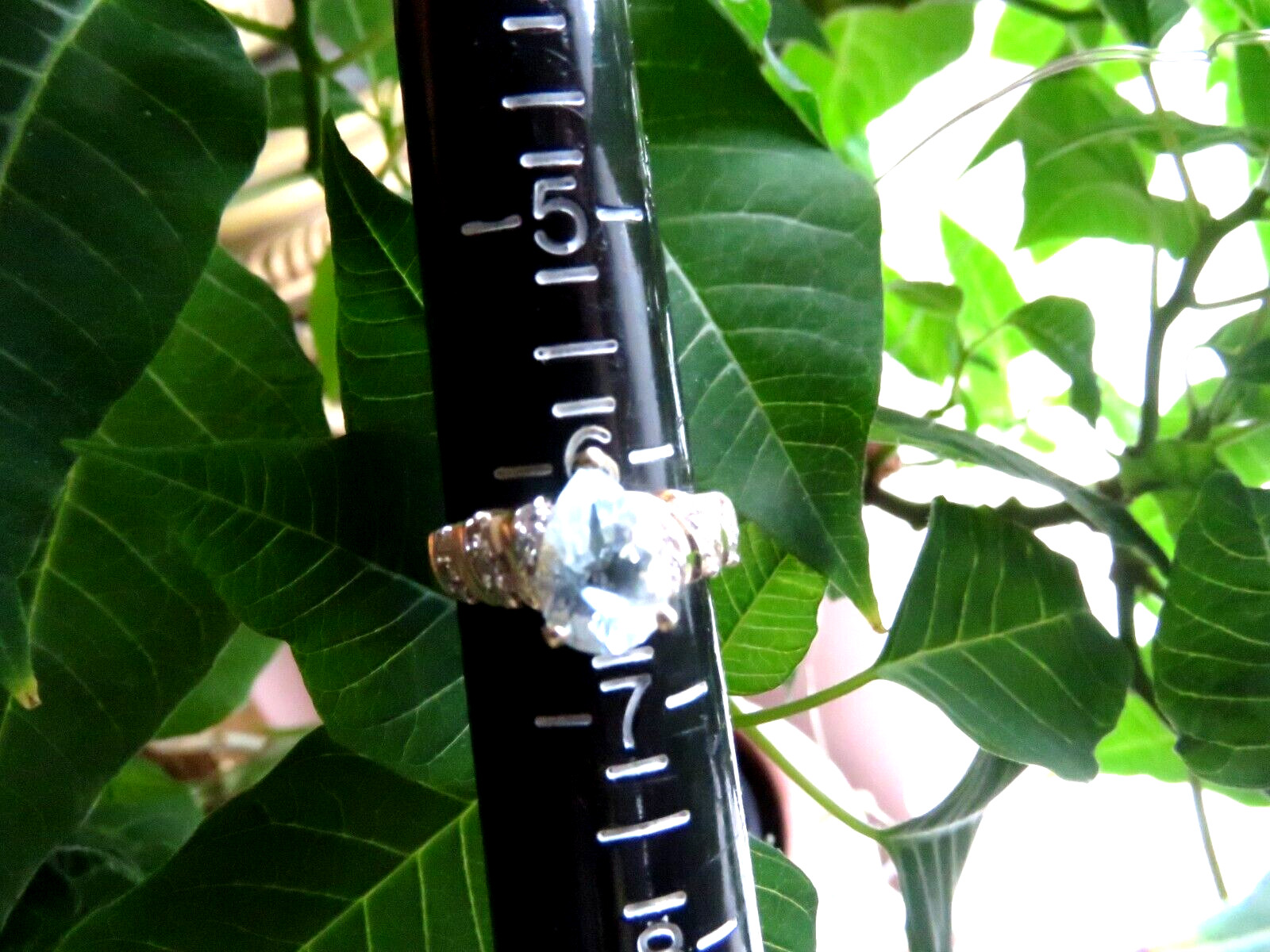 Solid 14k Yellow Gold Big 10 x7 Aquamarine 18 Diamonds Cocktail Ring 6.5 * 5.7gr