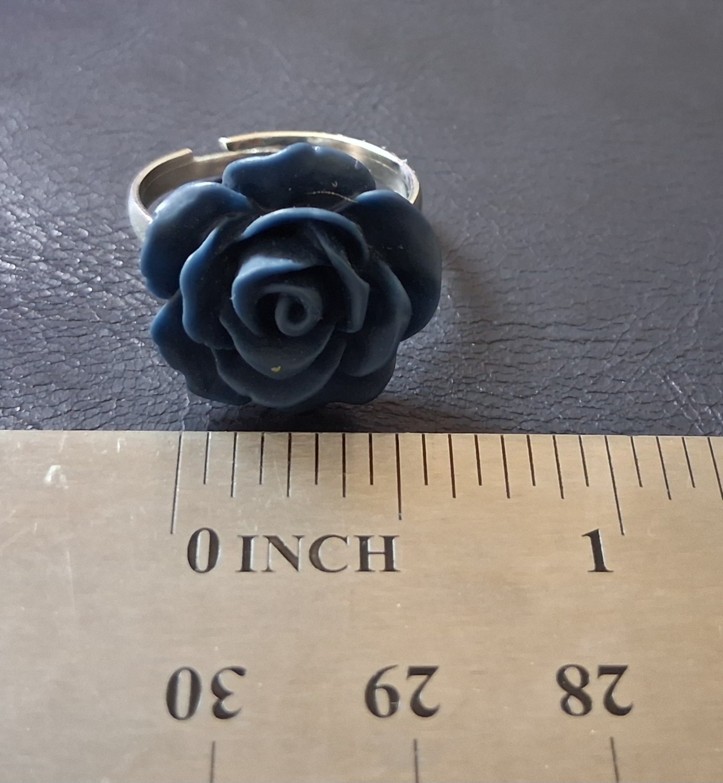 Resin Dark Blue Rose Ring