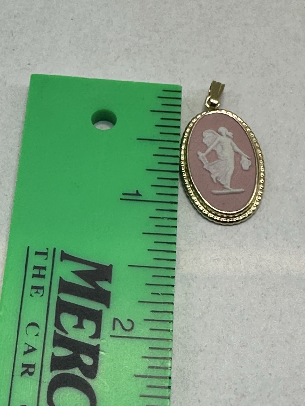 Vintage Wedgwood Pink Jasperware Pendant Classical Maiden Van Dell
