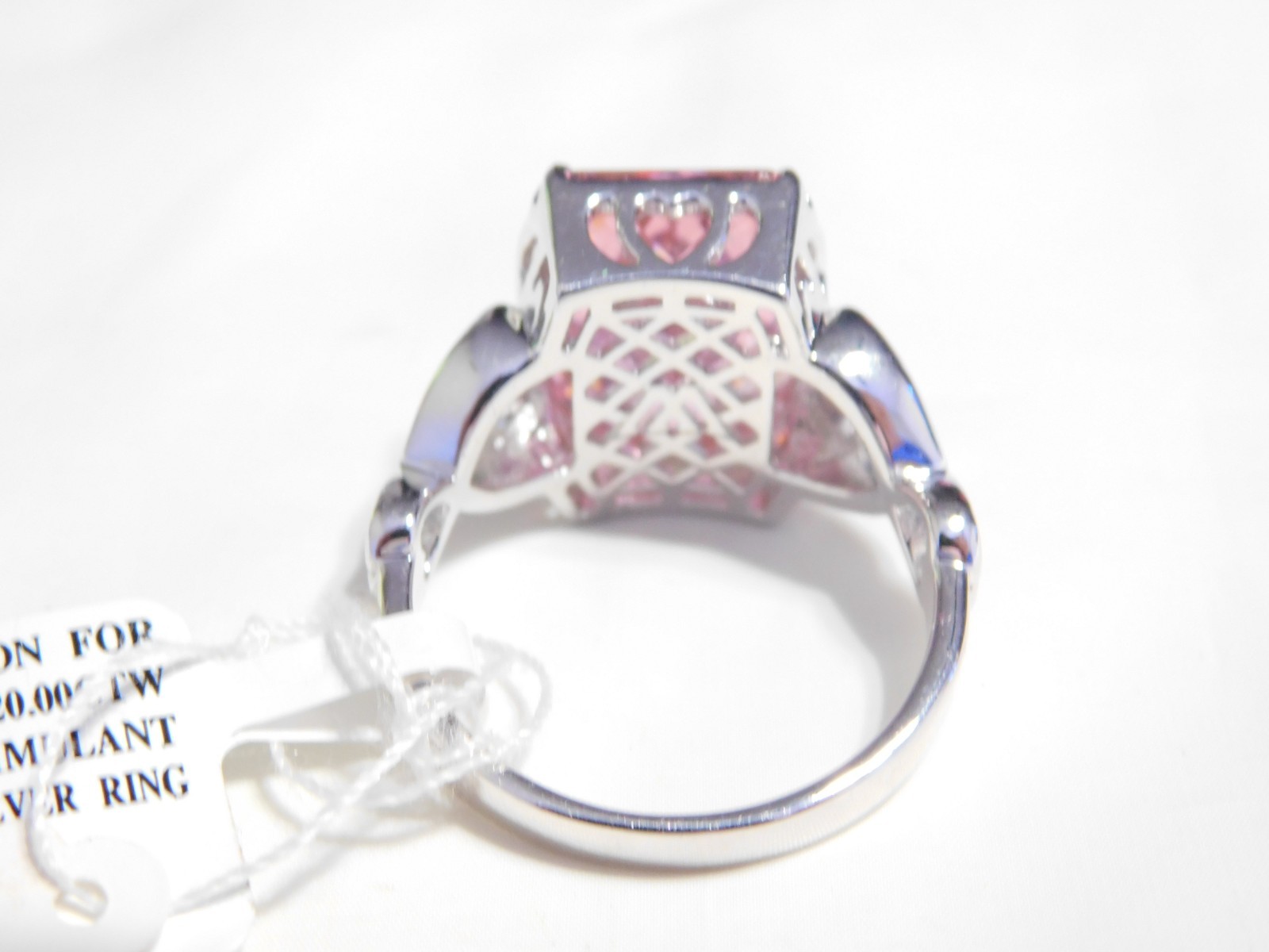 Stunning Pink Emerald-Cut Simulated Diamond Ring 20.00 CTW
