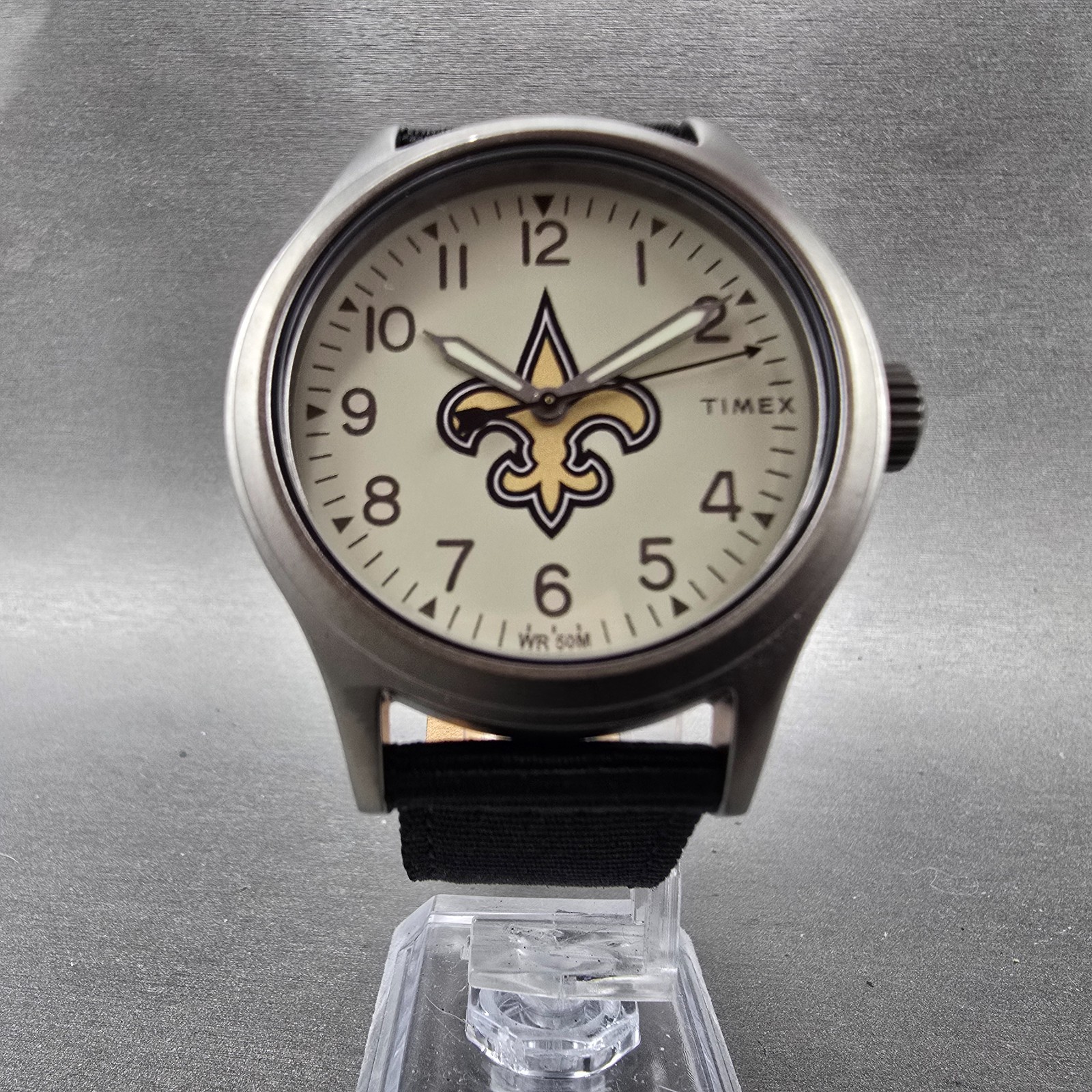 Timex Clutch New Orleans Saints Watch Men 41mm White Dial Steel New Battery
