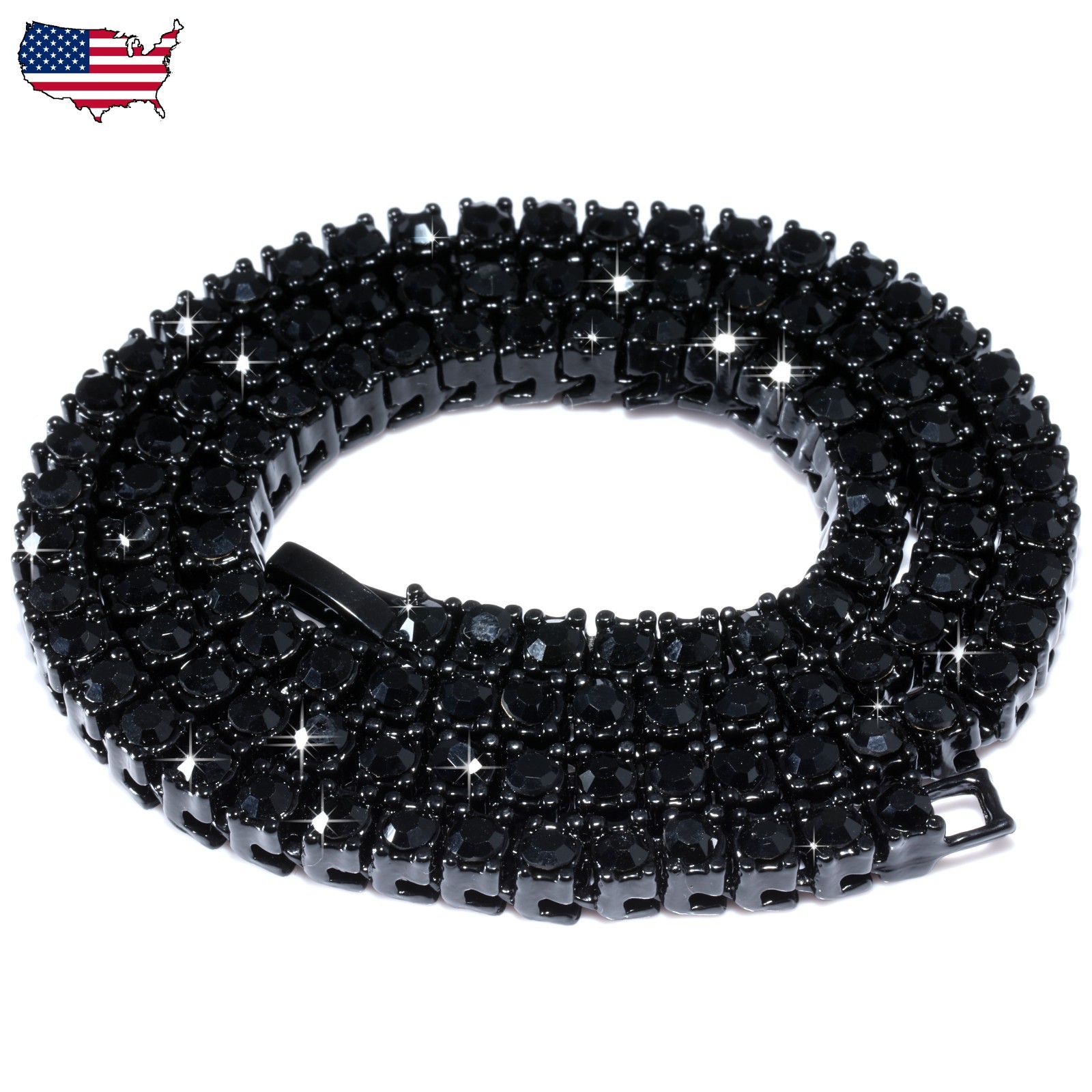 Tennis Chain Diamond Simulated Black Iced Necklace Boys, Men’s & Women Fashion