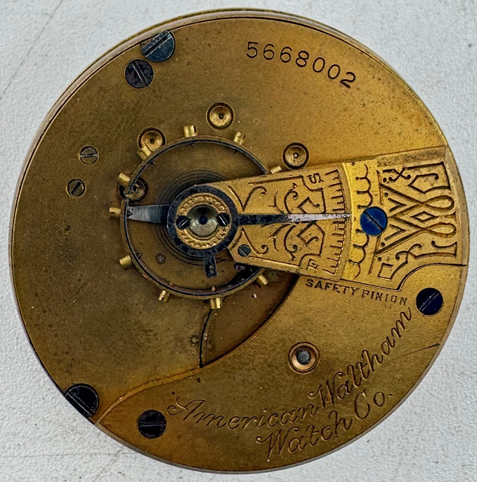 Antique 18s 1892 Waltham Roman Dial Hunter Pocket Watch Movement No. 1 USA Gilt