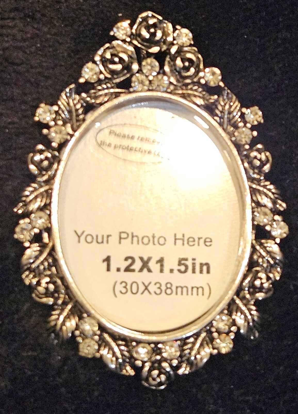 PICTURE PHOTO FRAME BROOCH SILVER TONE W/ RHINESTONES EXTRAVAGANT MUST BUY GIFT