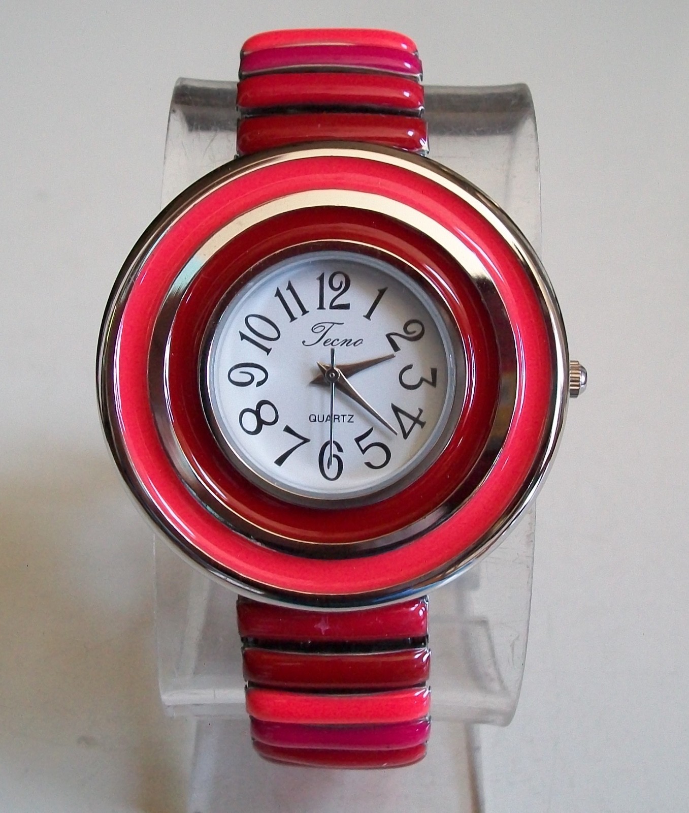 Tecno Women’s Number Dial Multicolor Stretch Band Fashion Dressy/Casual Watch