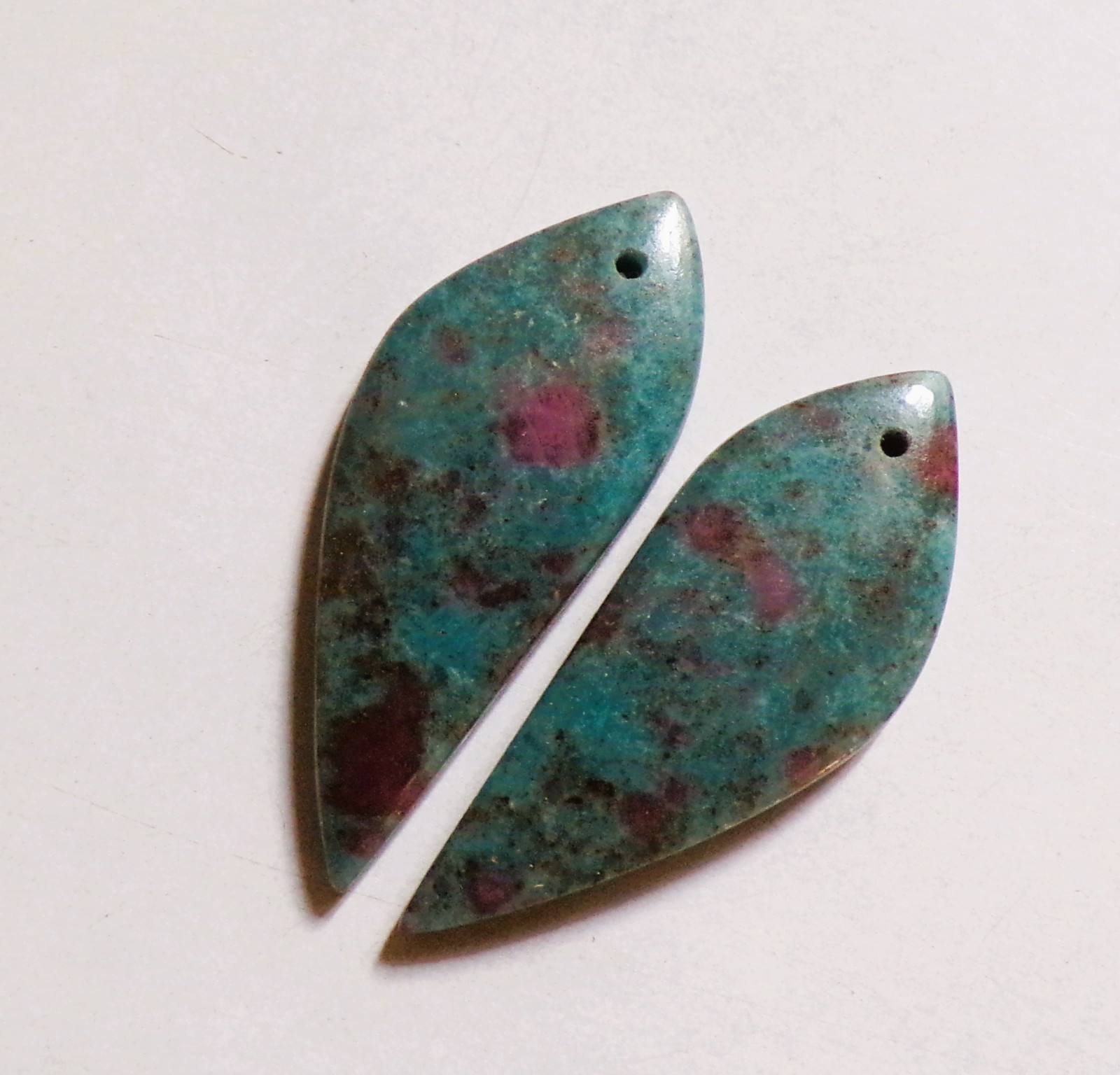 30.25 Cts Natural Kyanite Ruby Drilled Cabochon Match Pair Gemstone 33X13MM 01