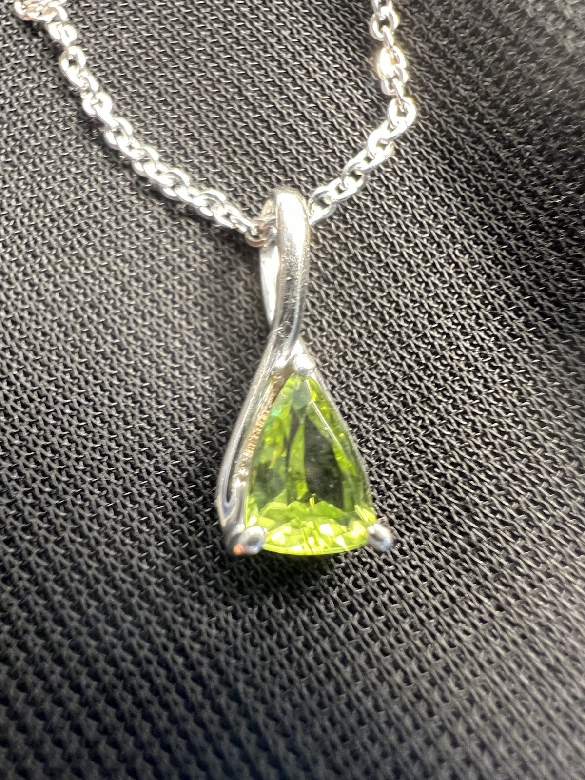 ANGARA .75ctw Pear Peridot Pendant Adjustable Slider Necklace 18in 925 Sterling