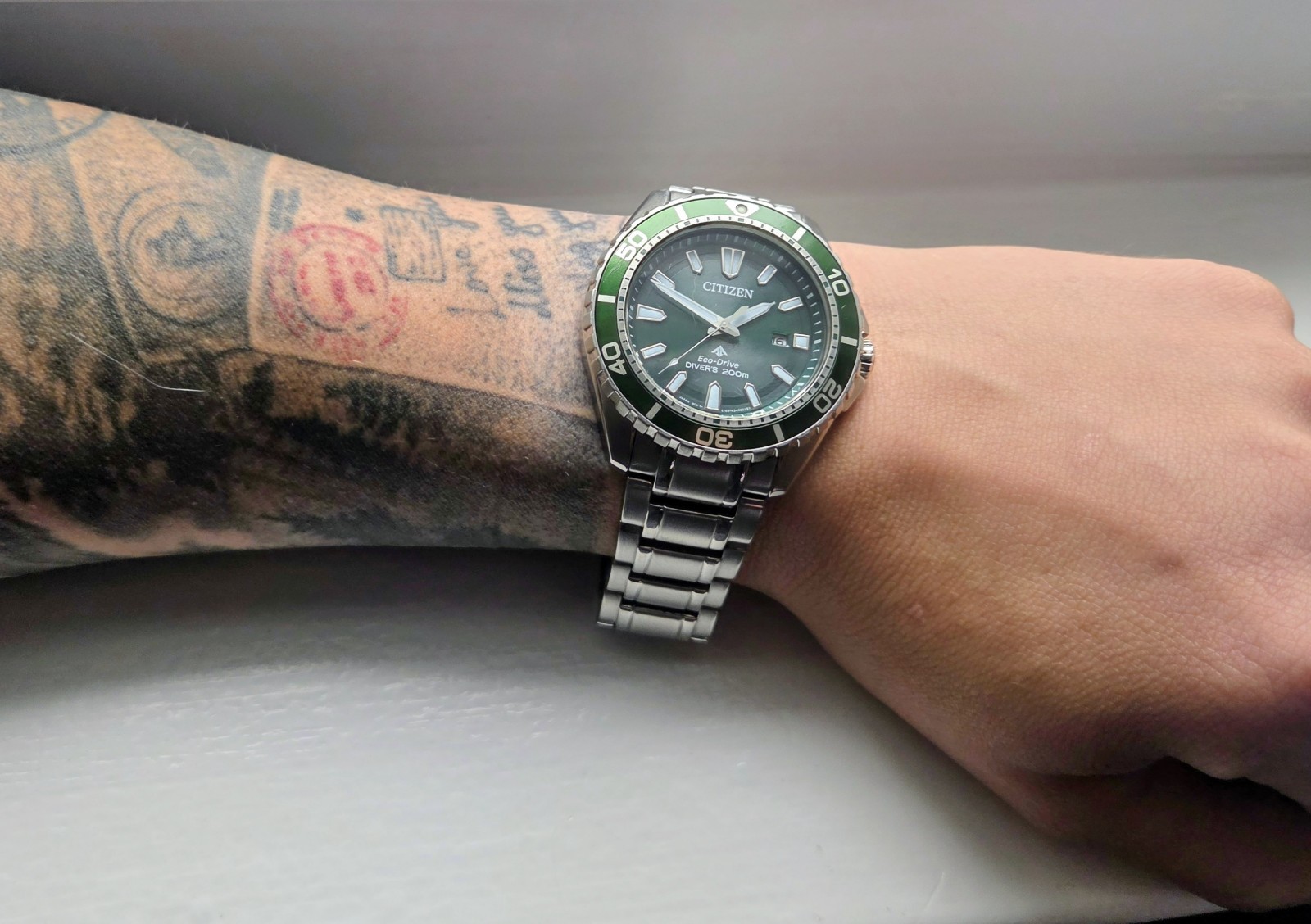 Citizen Promaster Marine Men’s Green Dial Eco-Drive Watch – BN0199-53X