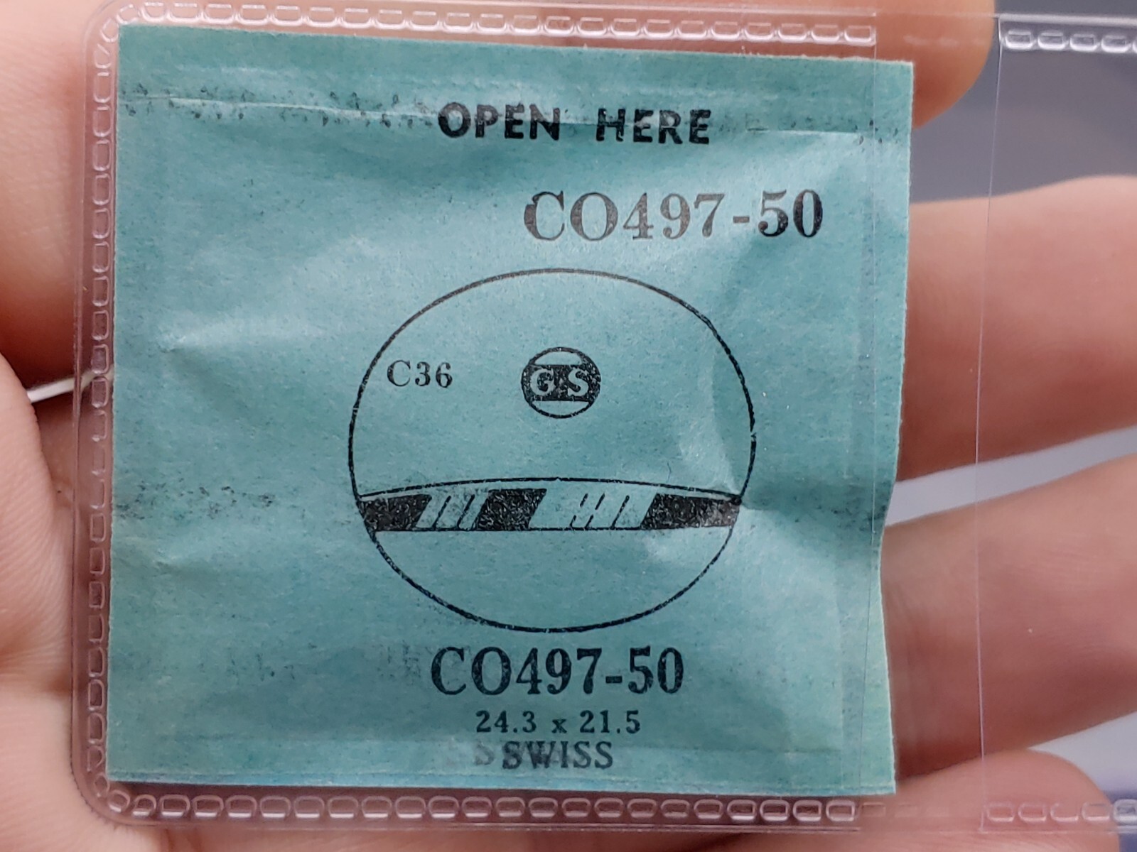 Germanow-Simon Mach (GS) CO497-50 Watch Crystal 24.3×21.5 NOS Part Swiss