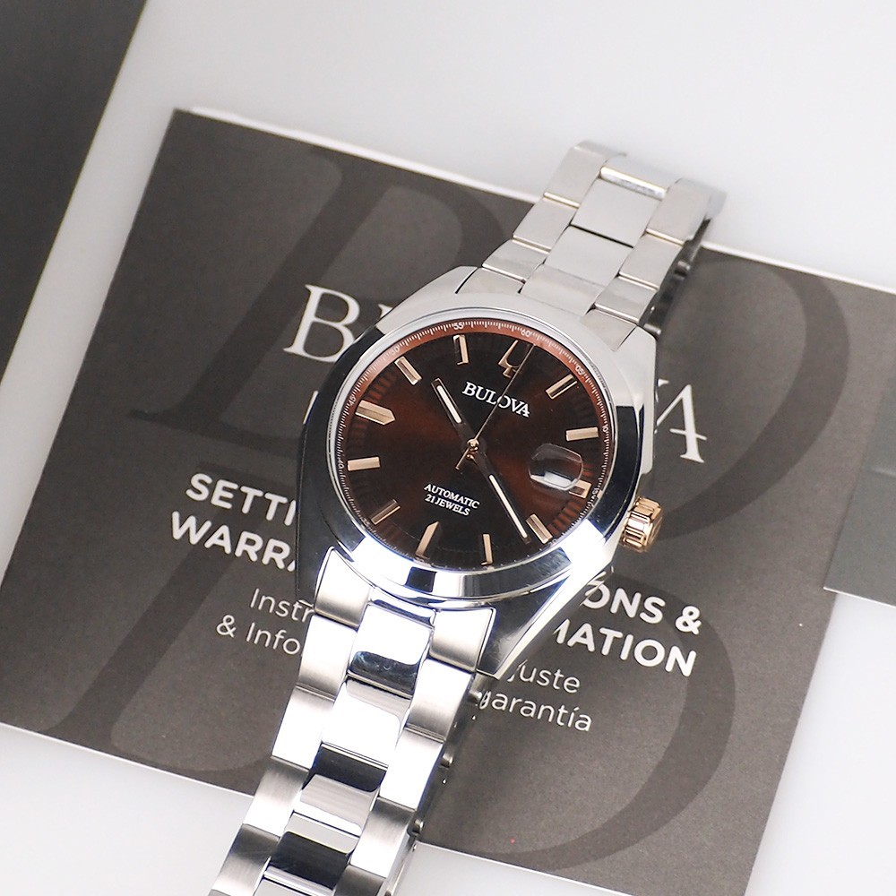 Bulova Surveyor 98B422 Burgundy Red Dial Stainless Steel Automatic Men’s Watch