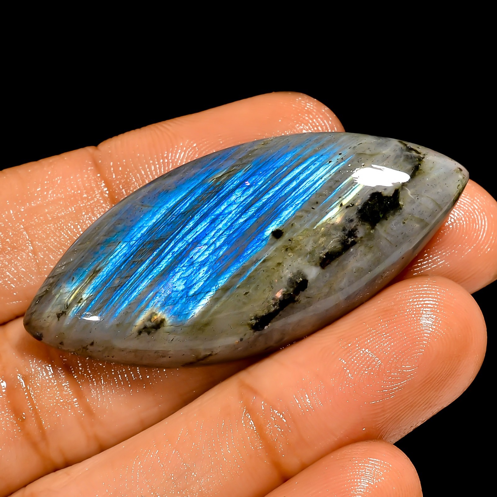 50.5 Ct Natural Labradorite Marquiae Shape Cabochon Loose Gemstone 45X20X7 mm