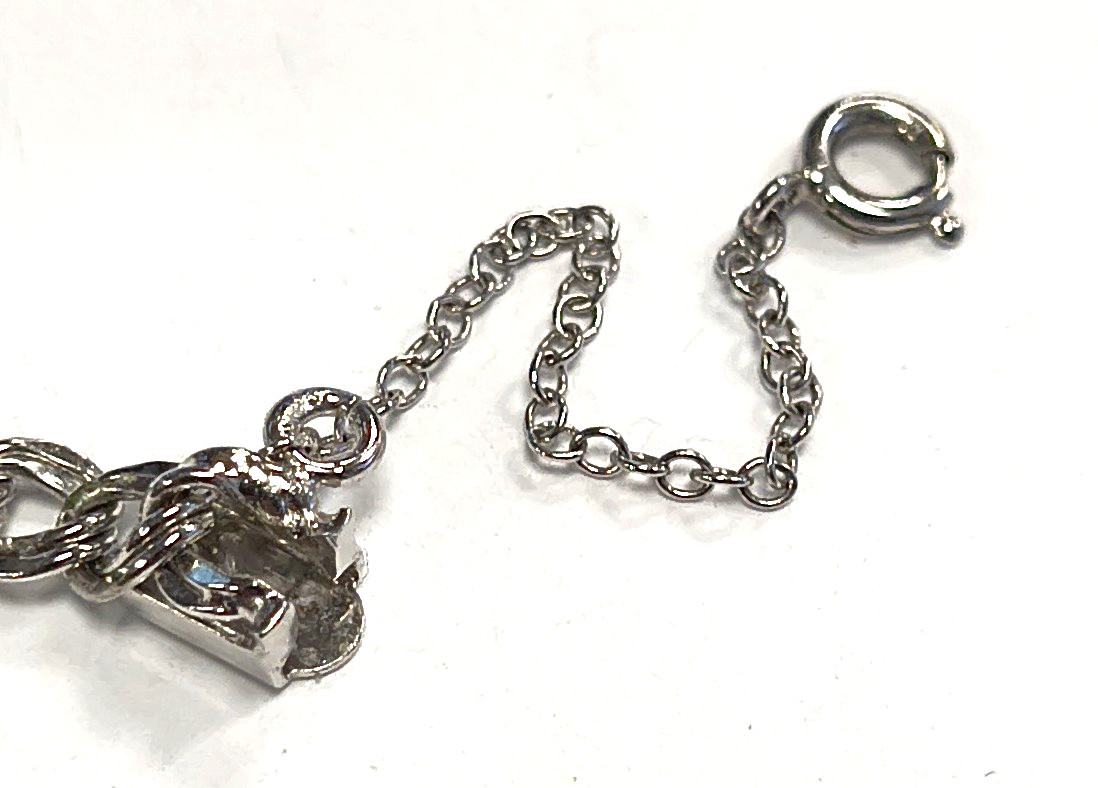 Vintage Signed ELCO 925 Sterling Silver Double Ring Chain 7″ Charm Bracelet