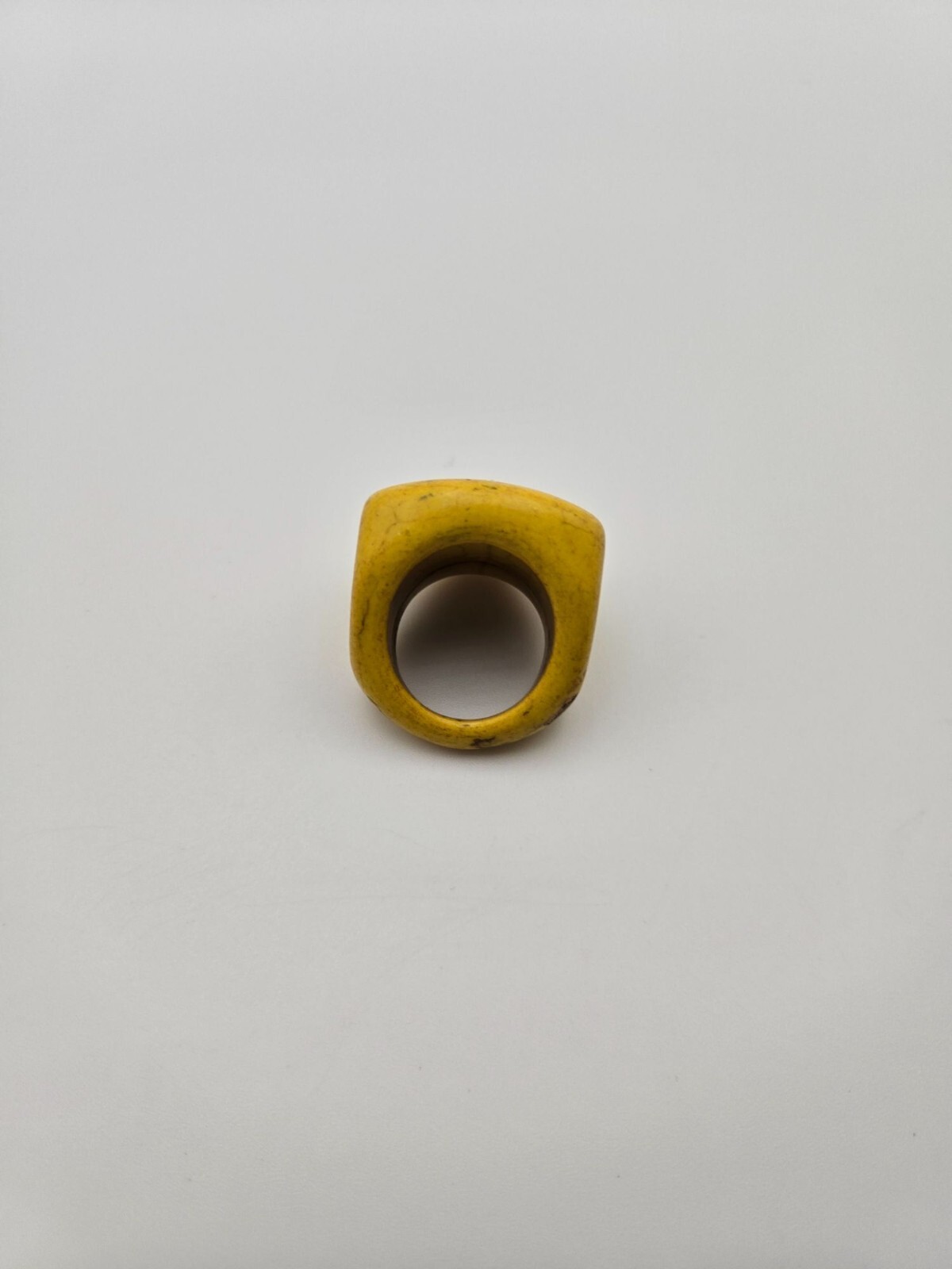 VTG Chunky Artisan Handmade Yellow Mustard Color Ceramic Ring 8.5