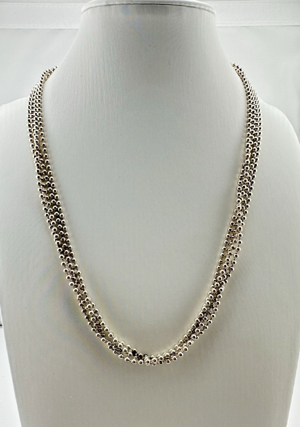Vintage Milor Italian Multi-Strand Beaded Sterling Silver Necklace 18″