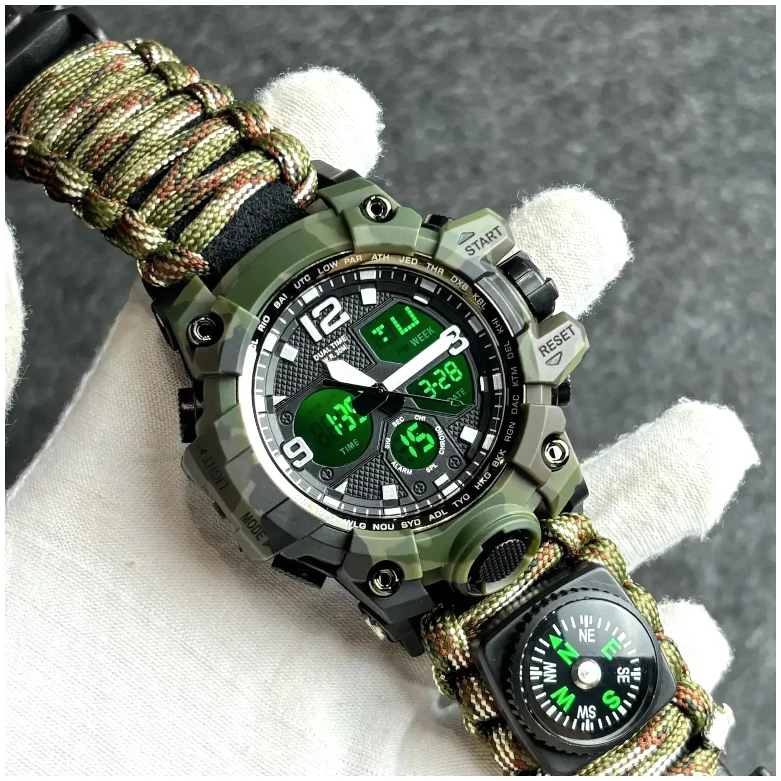 Military Watches Men’s Camouflage LED Digital Watch Outdoor Survival Watch