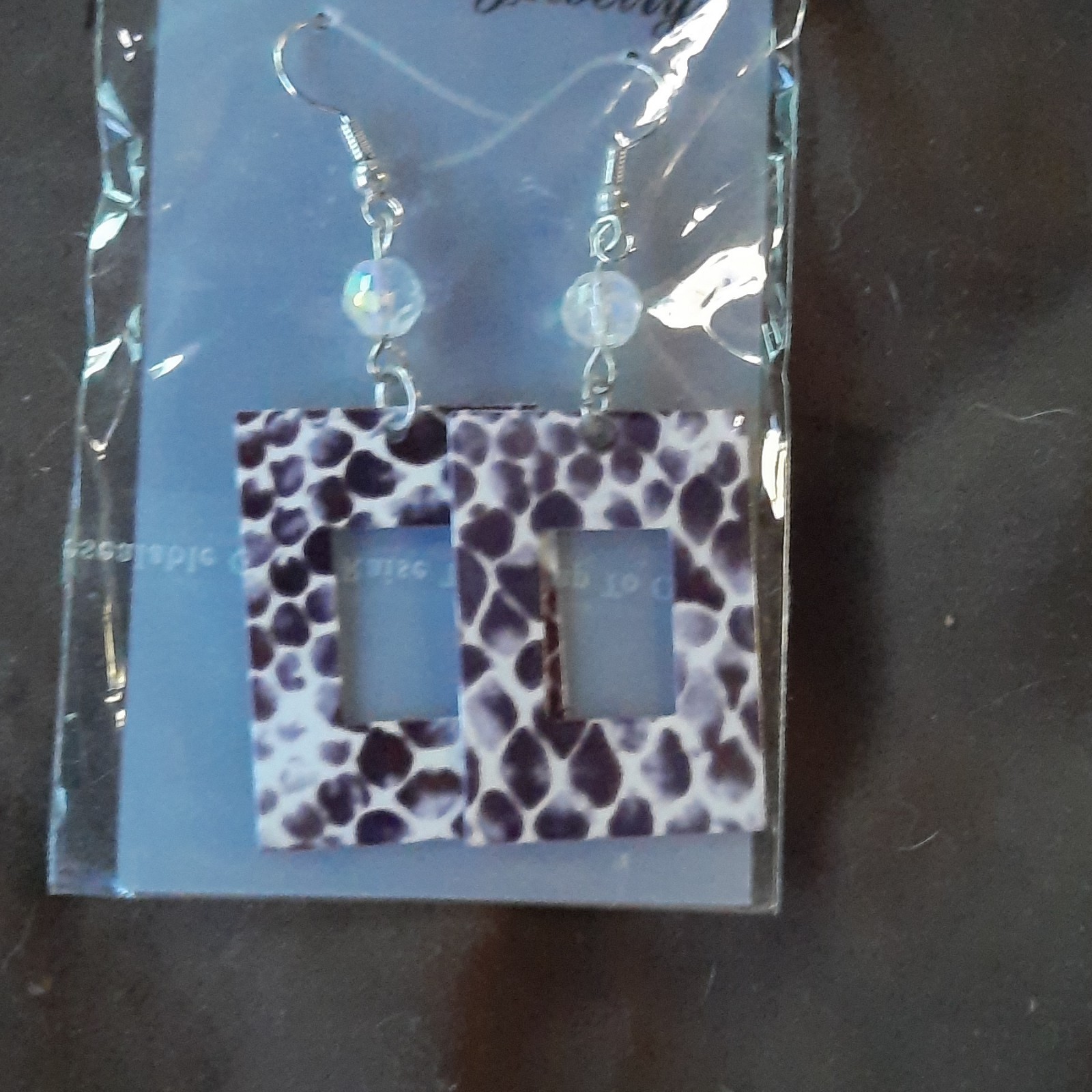 Fashion Dangle Hook Earrings Purple White Plastic Square Cutout Drop Lot