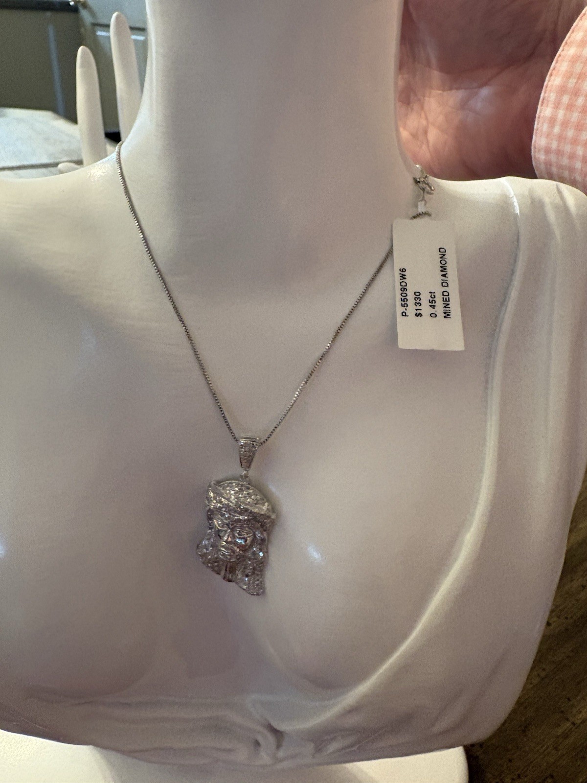 0.45ct Natural Diamond Jesus Piece Pendant Necklace
