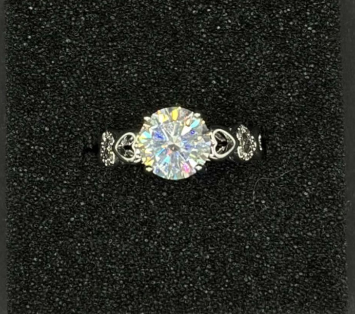 New 2ct Moissanite Ring Size 7 Sterling Silver Open Heart Band Solitaire Sparkle