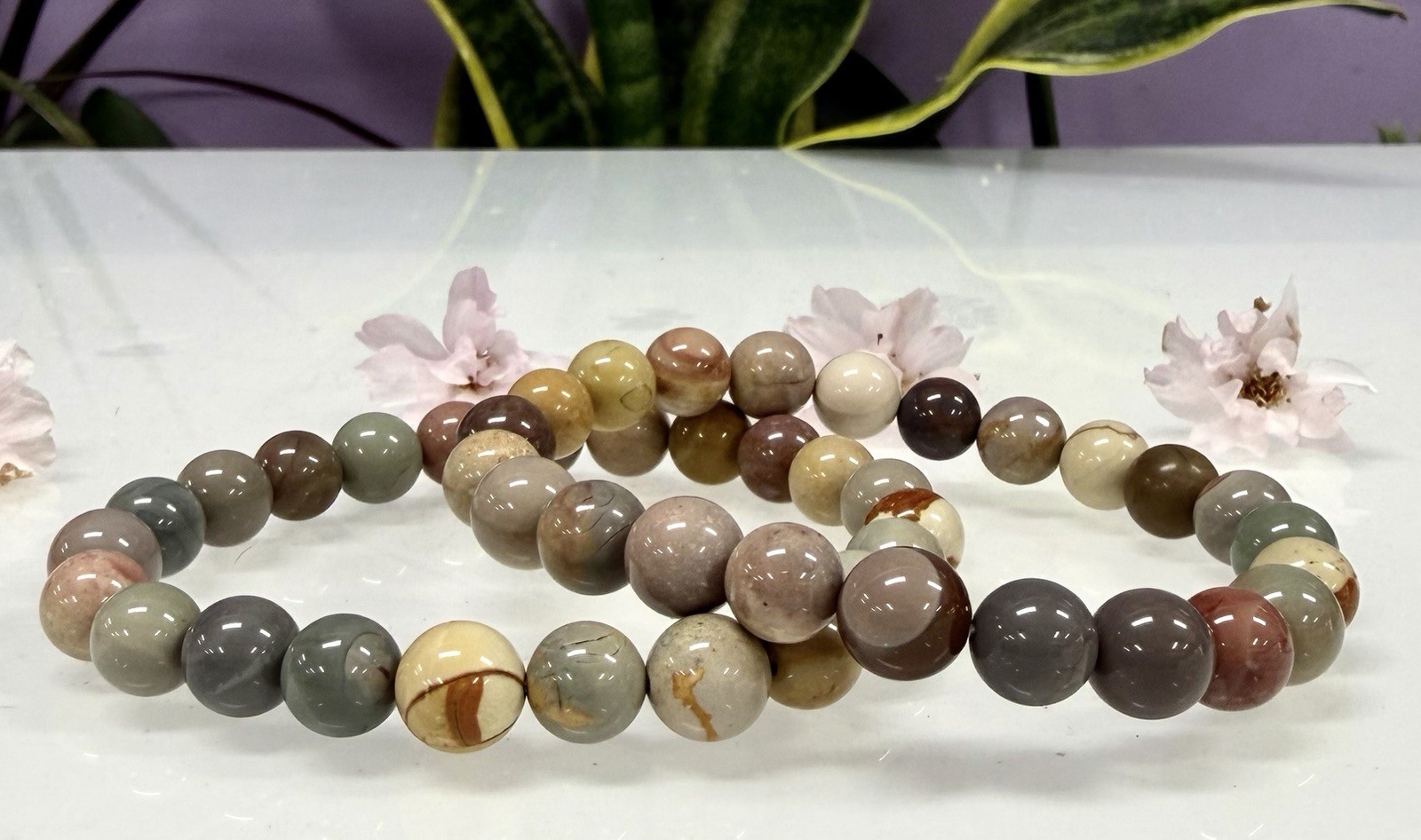 Wholesale Lot 6 Pcs Natural Alashan Agate 8mm Crystal Healing Stretch Bracelet