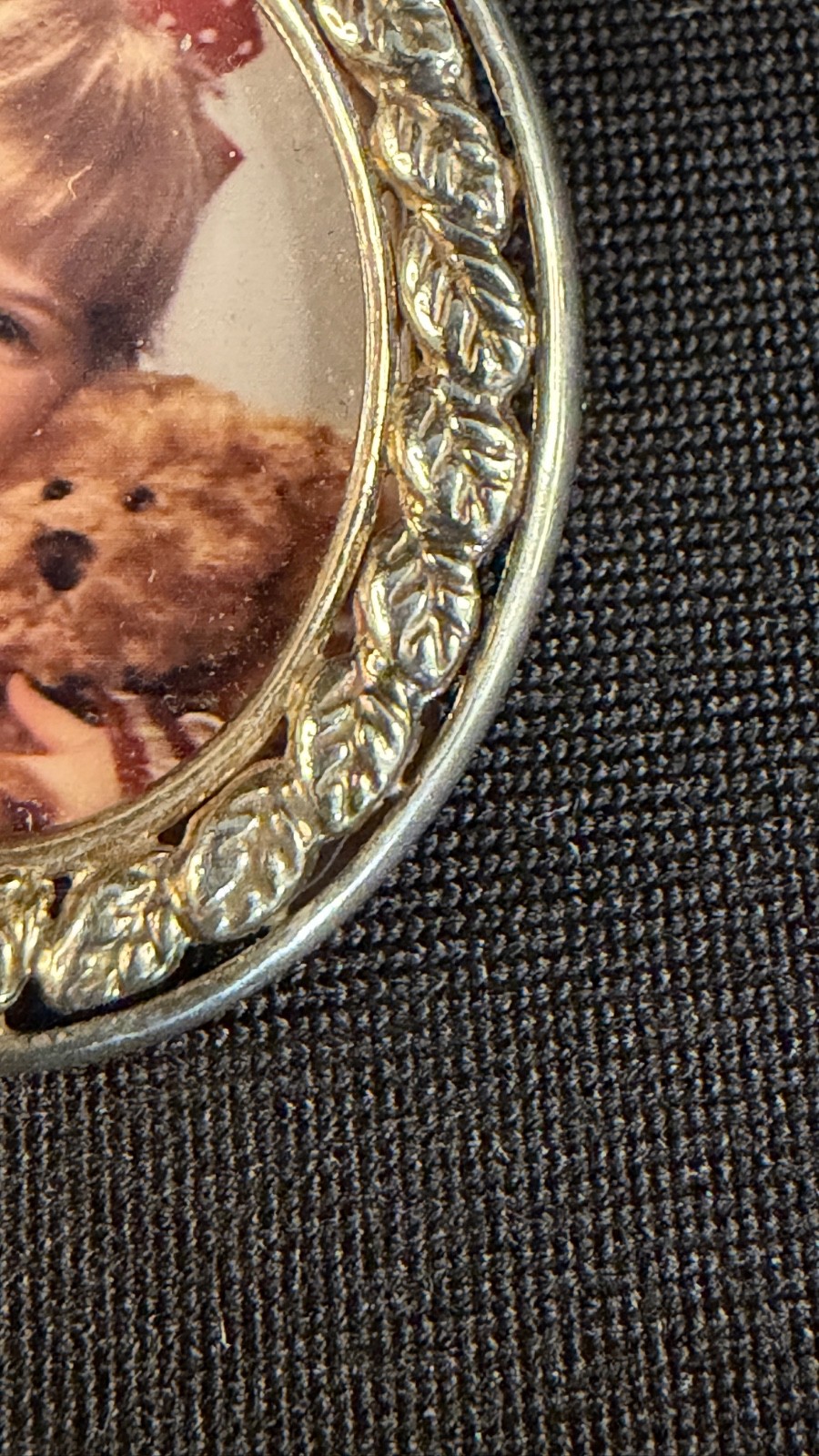 Vintage Sterling & 1OK Gold Diamond Eisel Back Picture Frame Brooch/Pendant