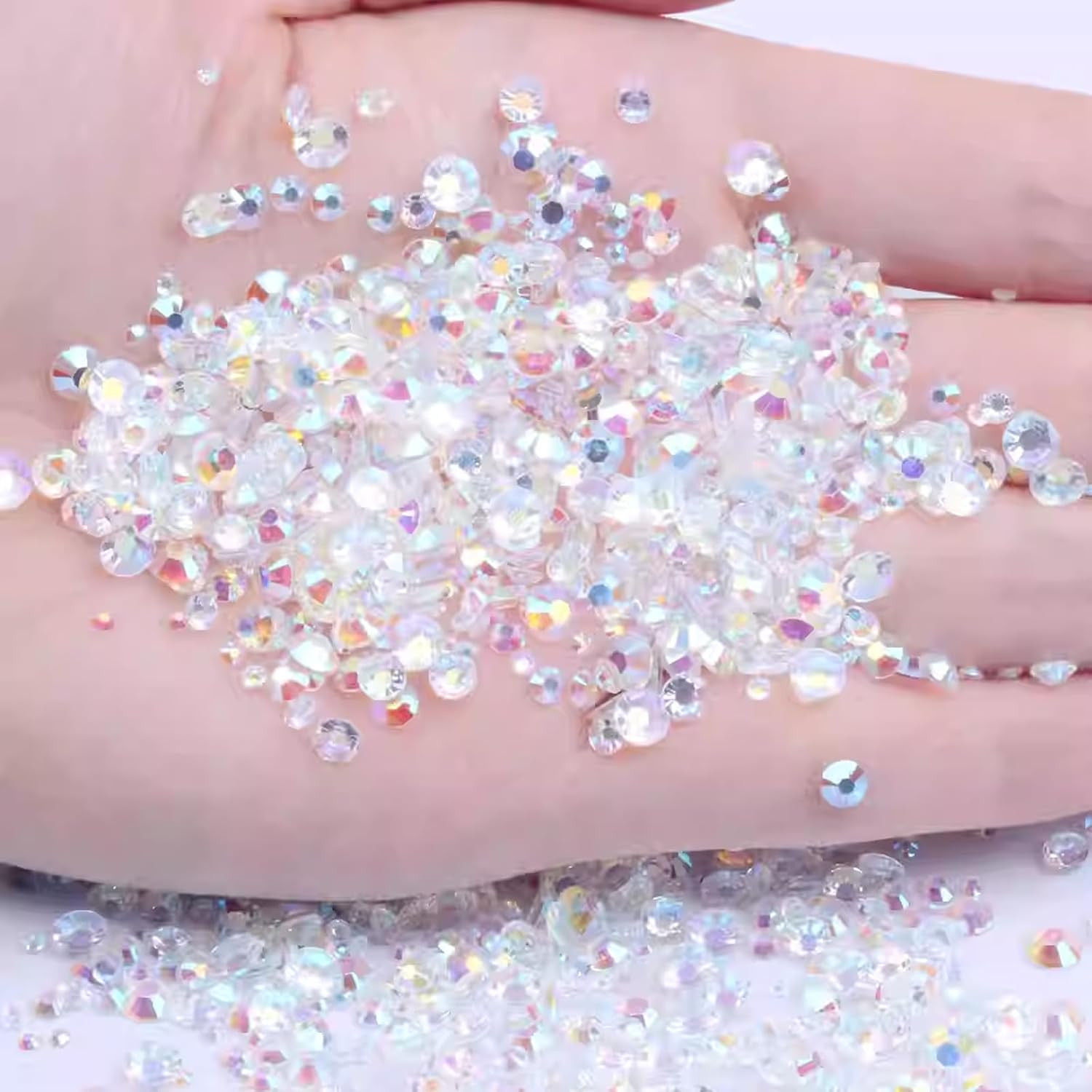 25000Pcs Clear AB Rhinestones Flatback Bulk, 3Mm/4Mm/5Mm Non-Hotfix Crystal roun