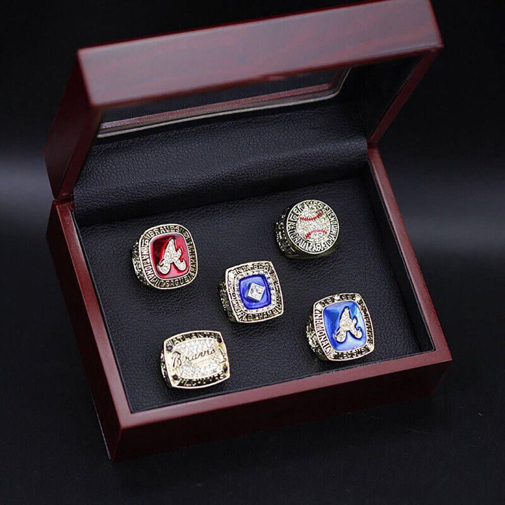 2/3/4/5/6 Championship Ring Display Box Wooden Collection Case Storage Holder
