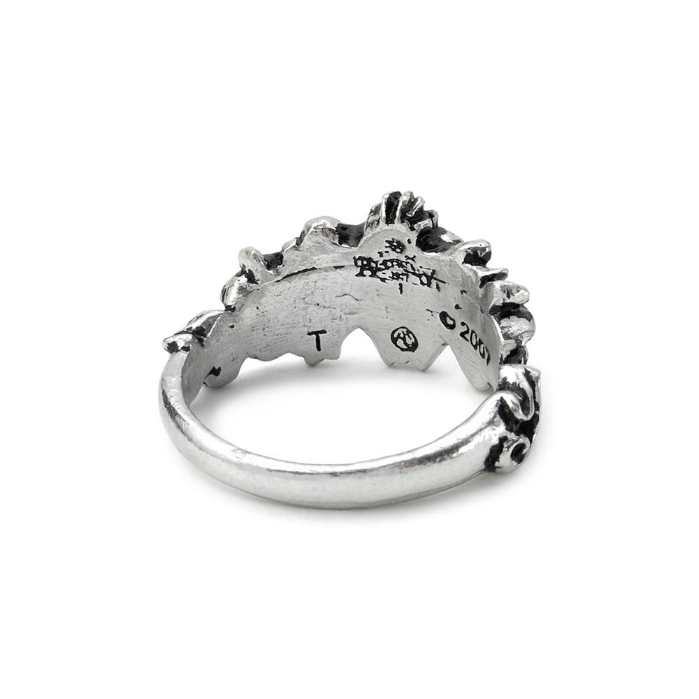 Alchemy Gothic Betrothal Romantic Ring Red Heart Ornate Scrolled Pewter R134 NWT