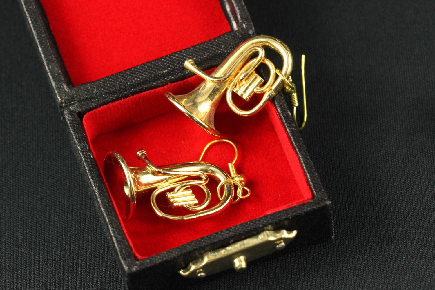 Tuba Earrings Tenor Horn Miniblings Orchestra Jazz Tubist with Box Gold Plated