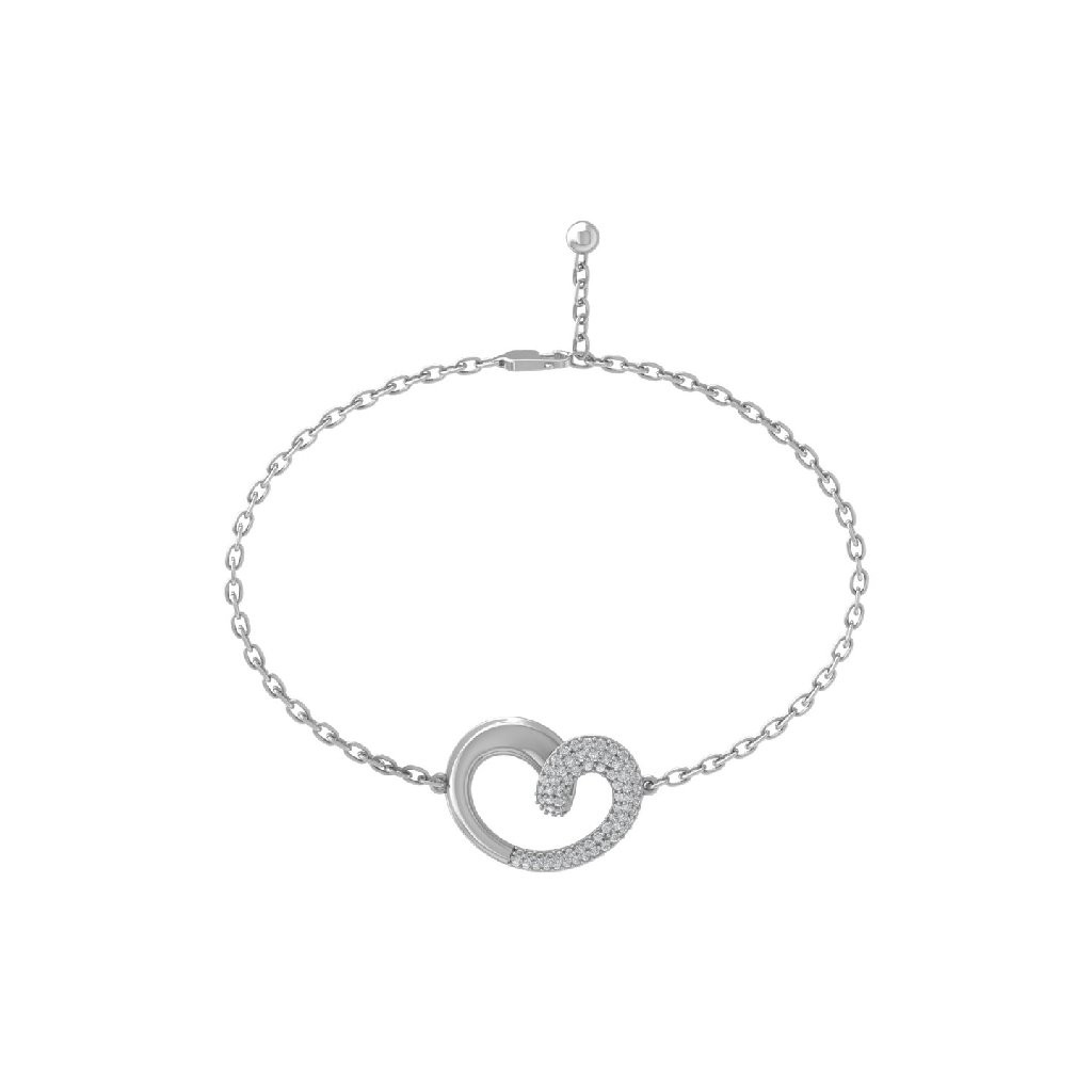 Sterling Silver Lab Grown Diamond Fashion Bracelet 7″ Holiday Gift