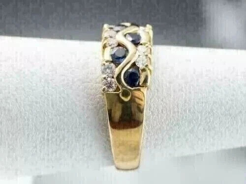 2Ct Round Cut Lab Created Blue Sapphire Diamond Band Ring 14K Yellow Gold Plated