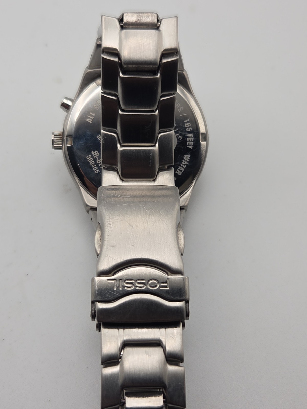 VINTAGE FOSSIL MOVING FLAME STAINLESS STEEL MEN’S WATCH 50 METERS JR-8115