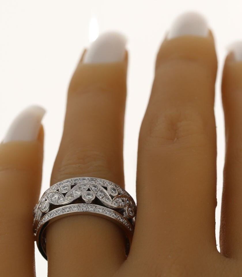 Platinum Diamond Anniversary Wedding Band Ring 2.50CT G Color 9.7MM Size 8