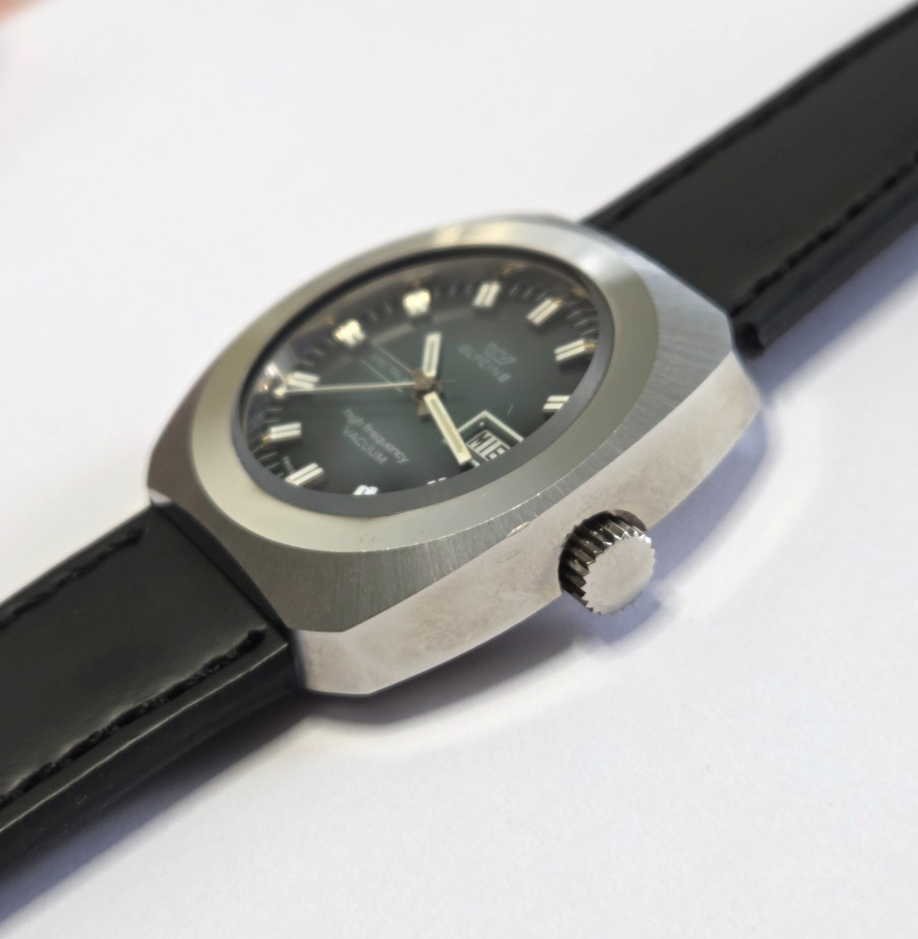 Glycine Automatic Watch Vintage Mens High Frecuency Spectrum Vacuum Gray Dial