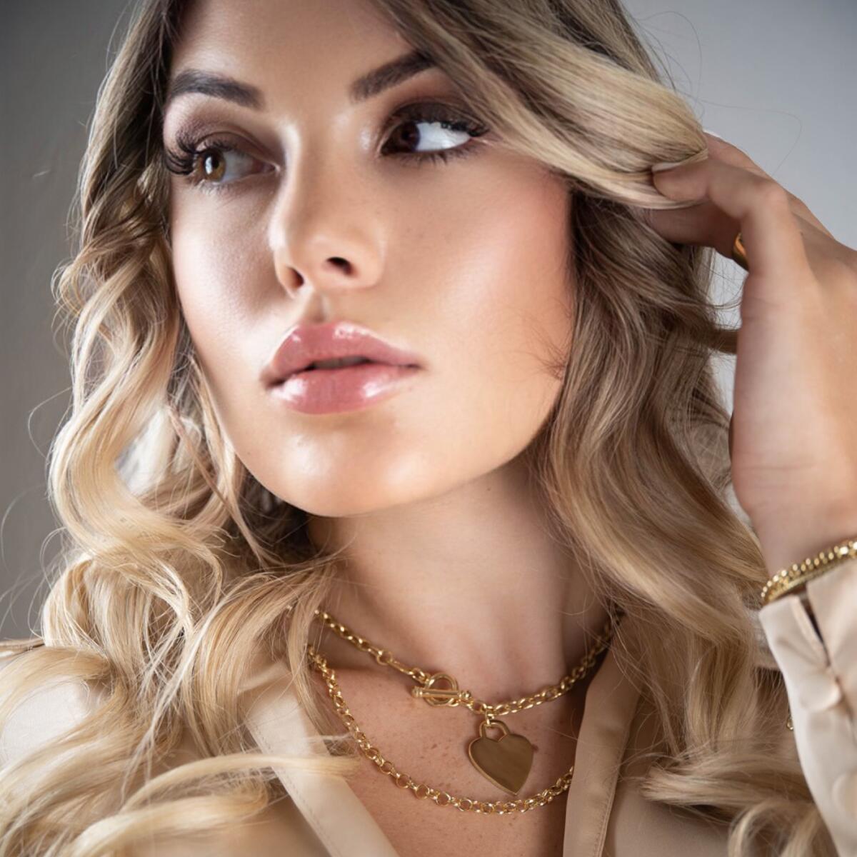 Damen Kette Herz Anhänger “My Love” 24 Karat Gold vergoldet K6052DL DJADEE