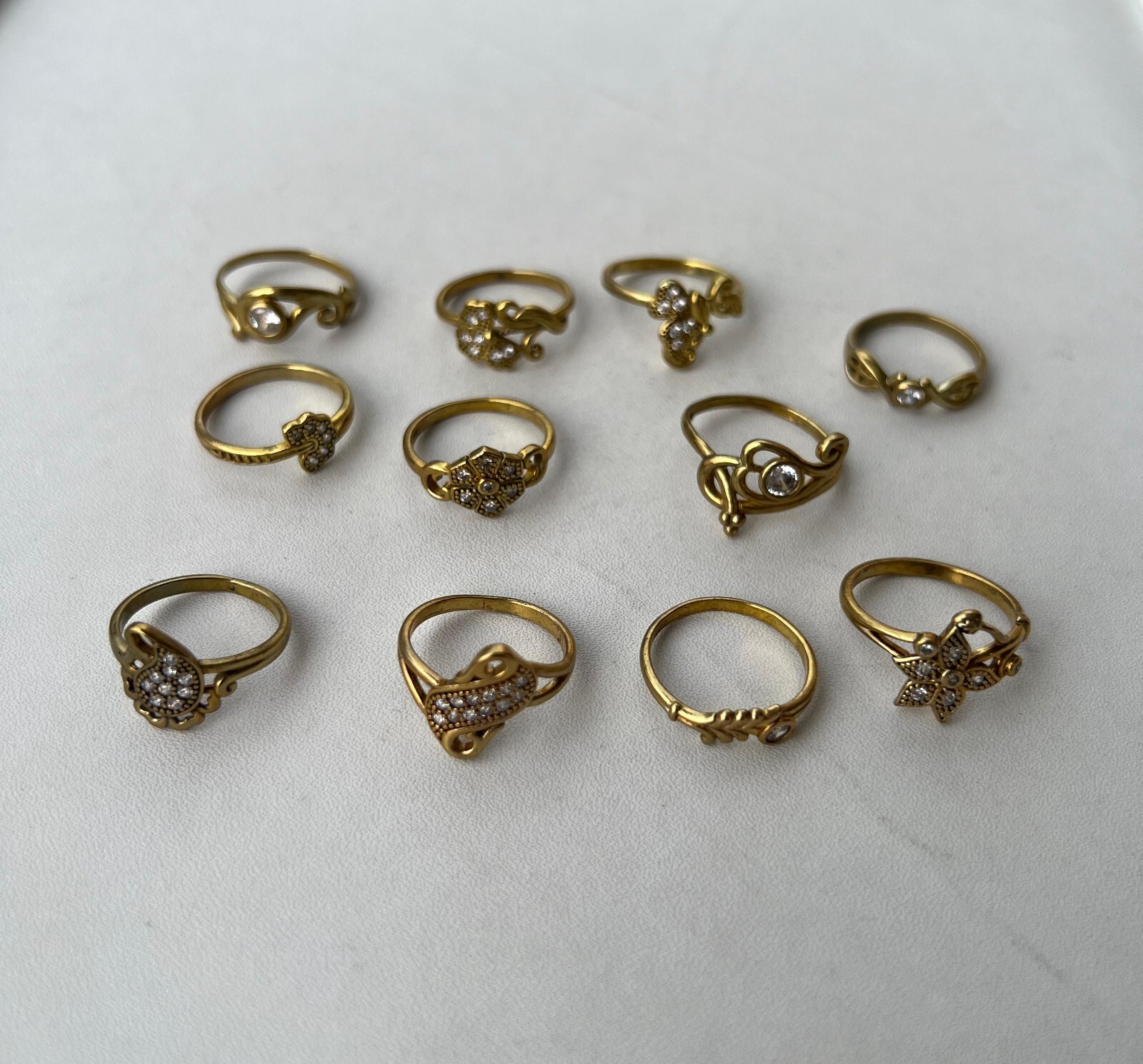 BULK SALE !! Brass Mix Ring with White Topaz Wholesale Lot US Size 6-8
