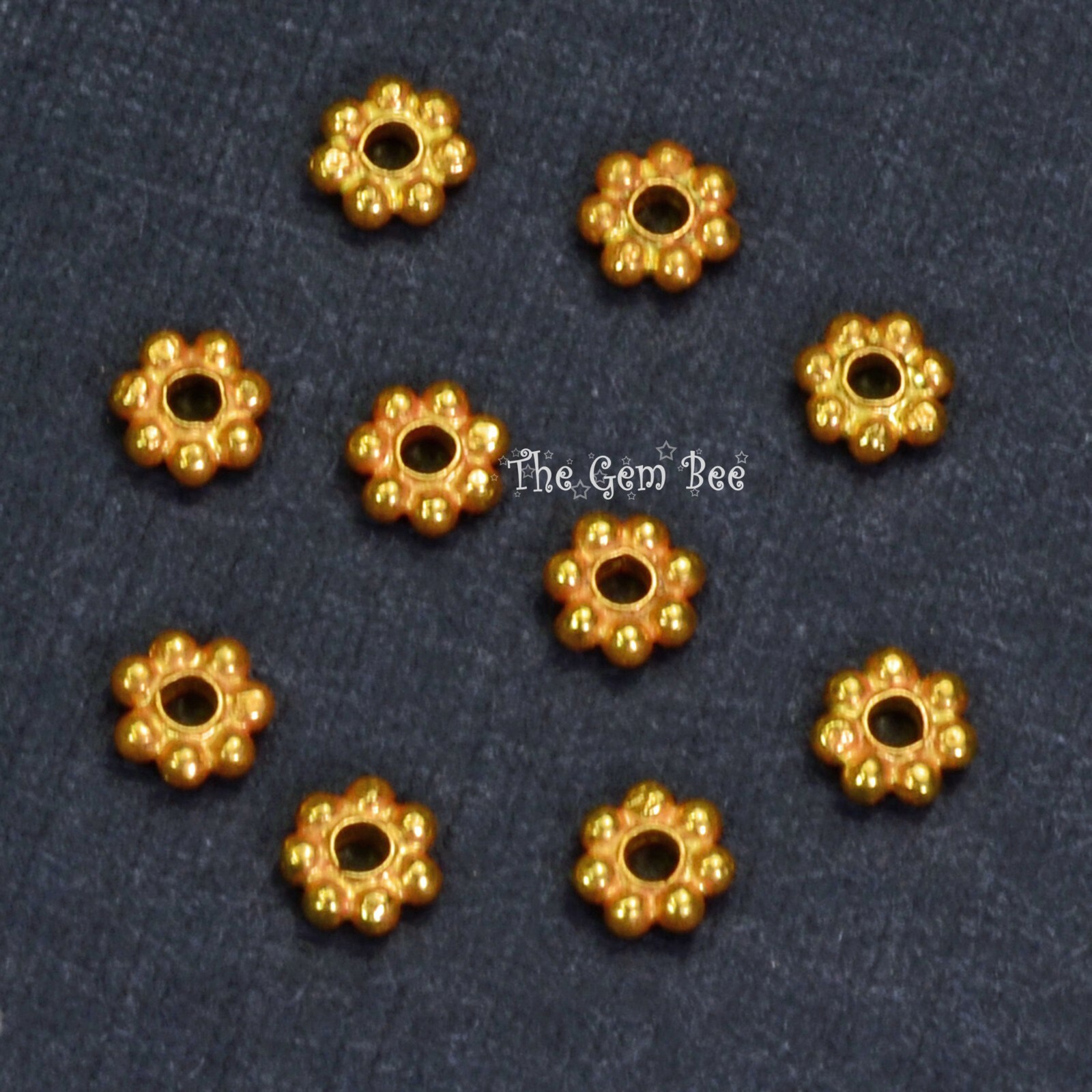 3.25mm 18k Solid Yellow Gold Daisy Spacer Findings (10)