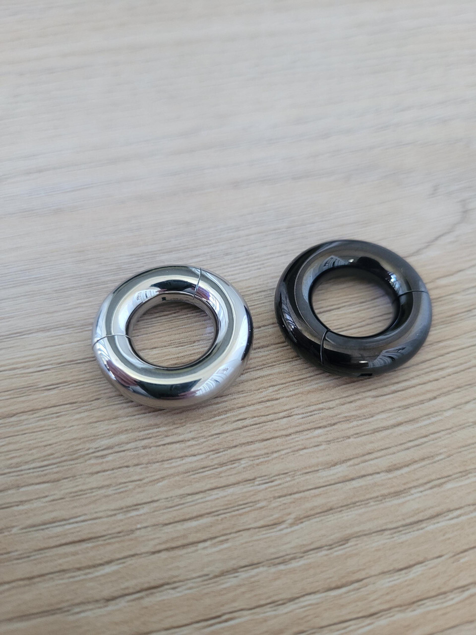 Silver Black Septum Clicker Rings Set Steel Big Gauges Stretched Nose Jewelry