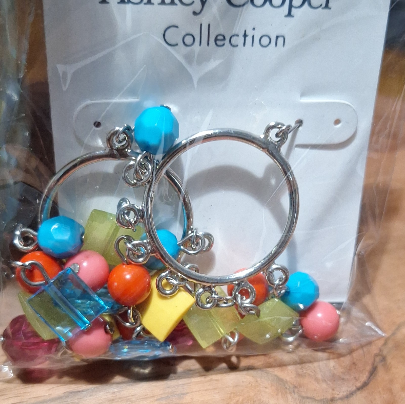 Ashley Cooper Collection Multicolor Plastic Beaded Necklace + Hoop Earrings Set