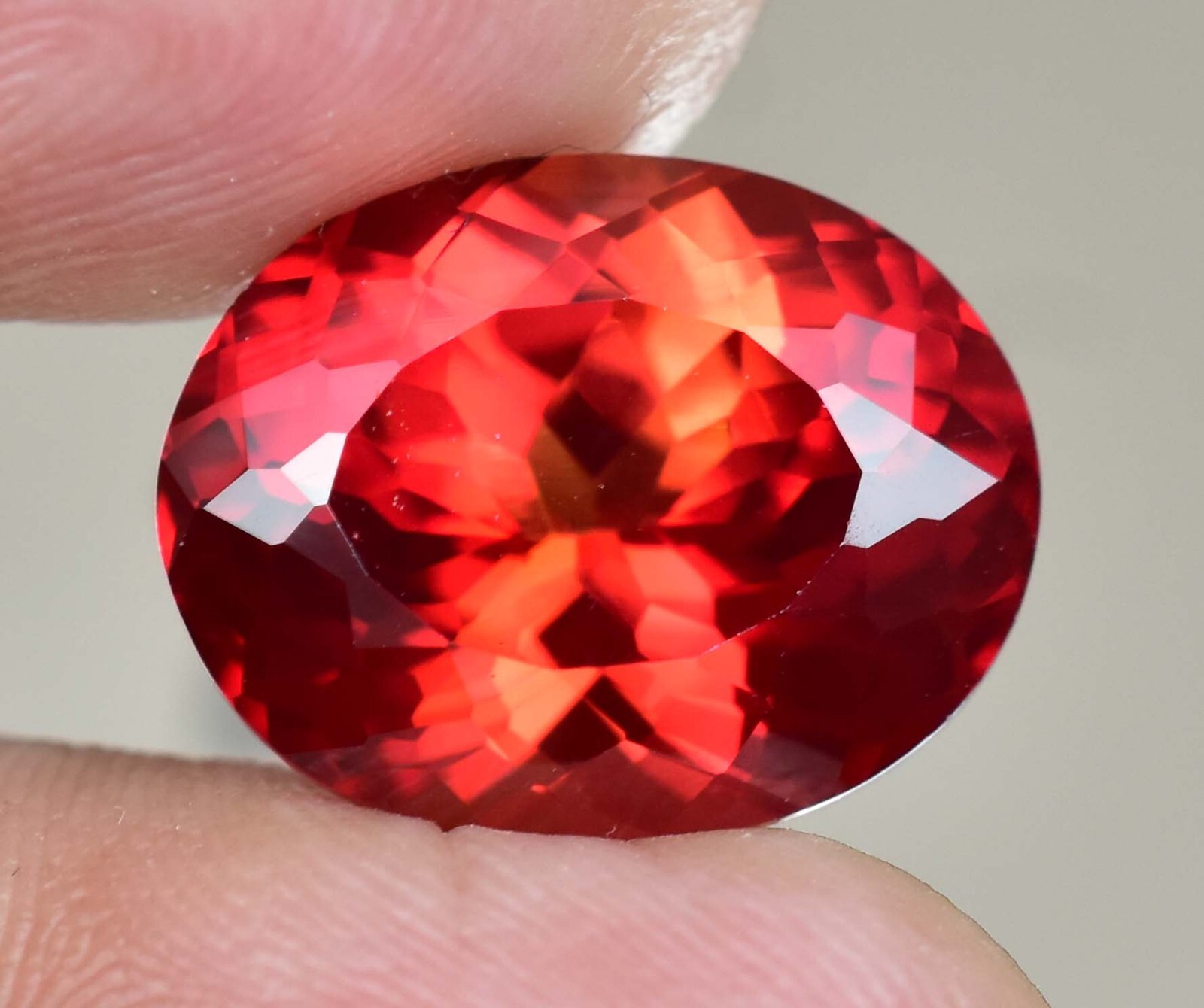 14.85 Ct Natural Orange Fire Sapphire Flawless Certified Oval Cut Loose Gemstone