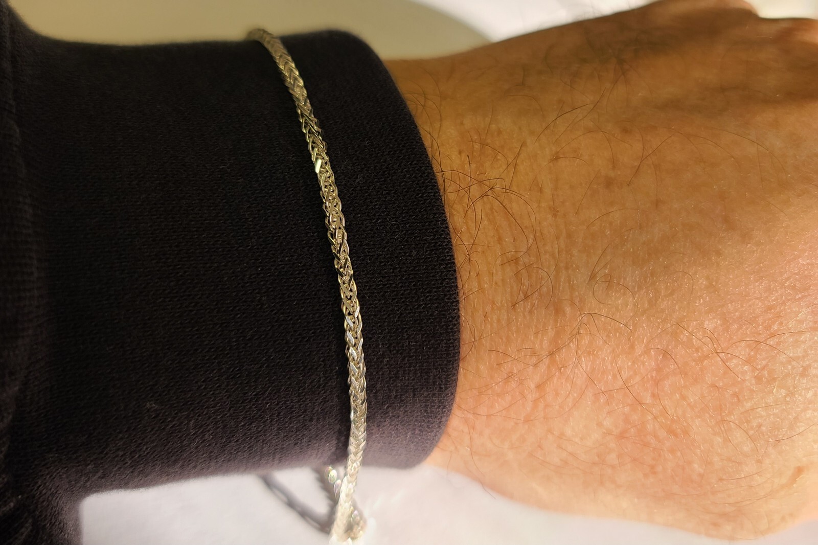 New Sterling 925 Solid Silver Wheat Link 7.4″ Bracelet 2mm Wide ITALY Made