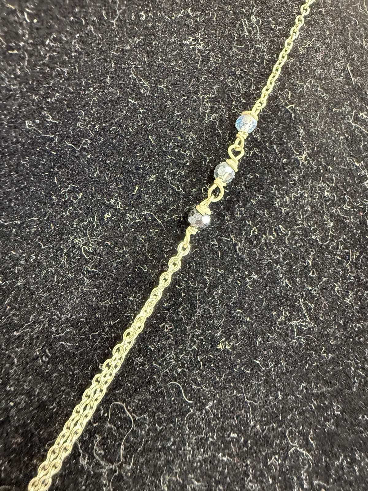 Nakamol Chicago Boho Beaded Wire Wrapped Hoop Necklace Blue Teardrop Crystal