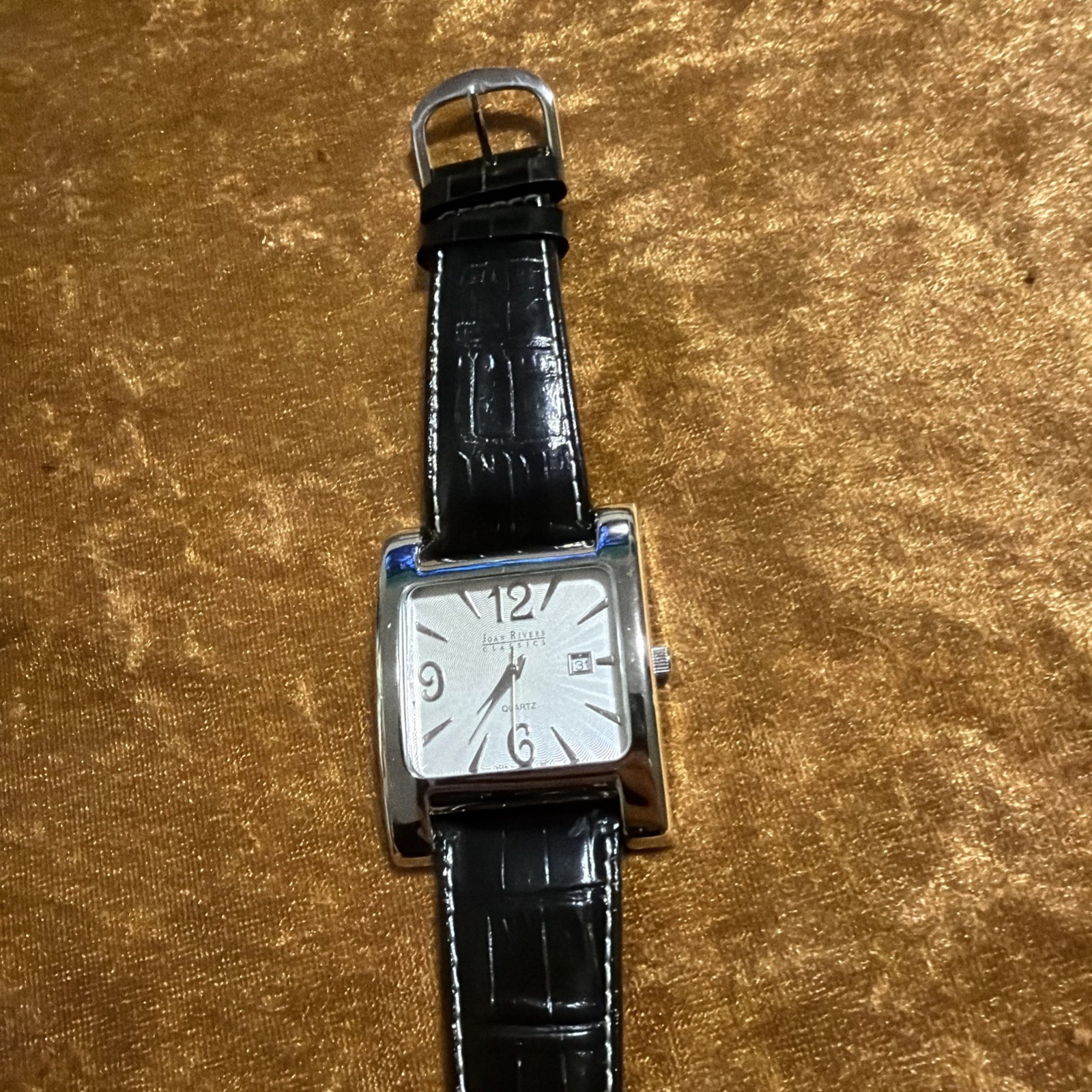 Vintage Joan Rivers Classics V377 Women’s Boyfriend Watch Black Leather Band