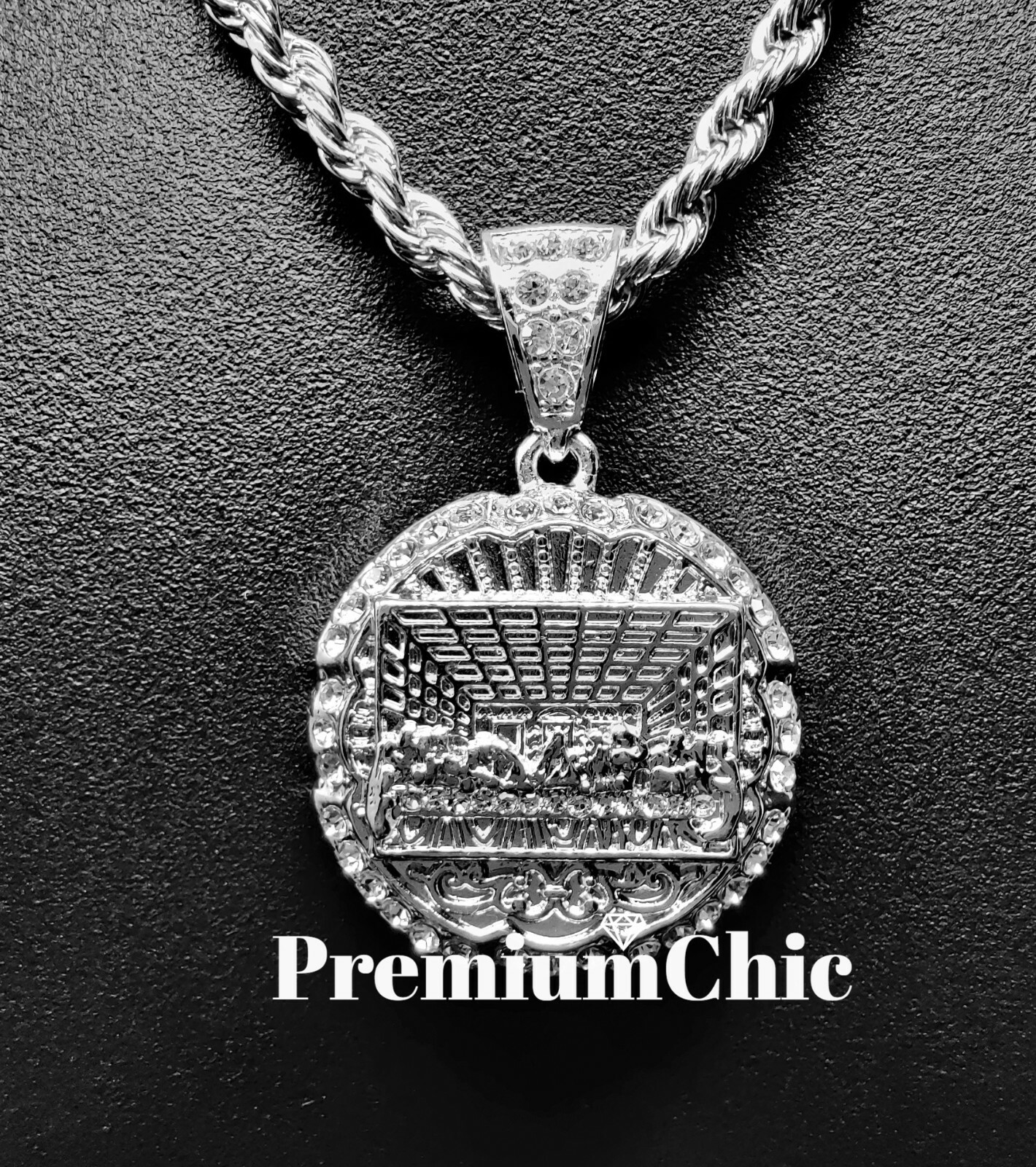 ICED Last Supper Pendant and Rope Chain Necklace Hip Hop Gold Plated CZ Jewelry