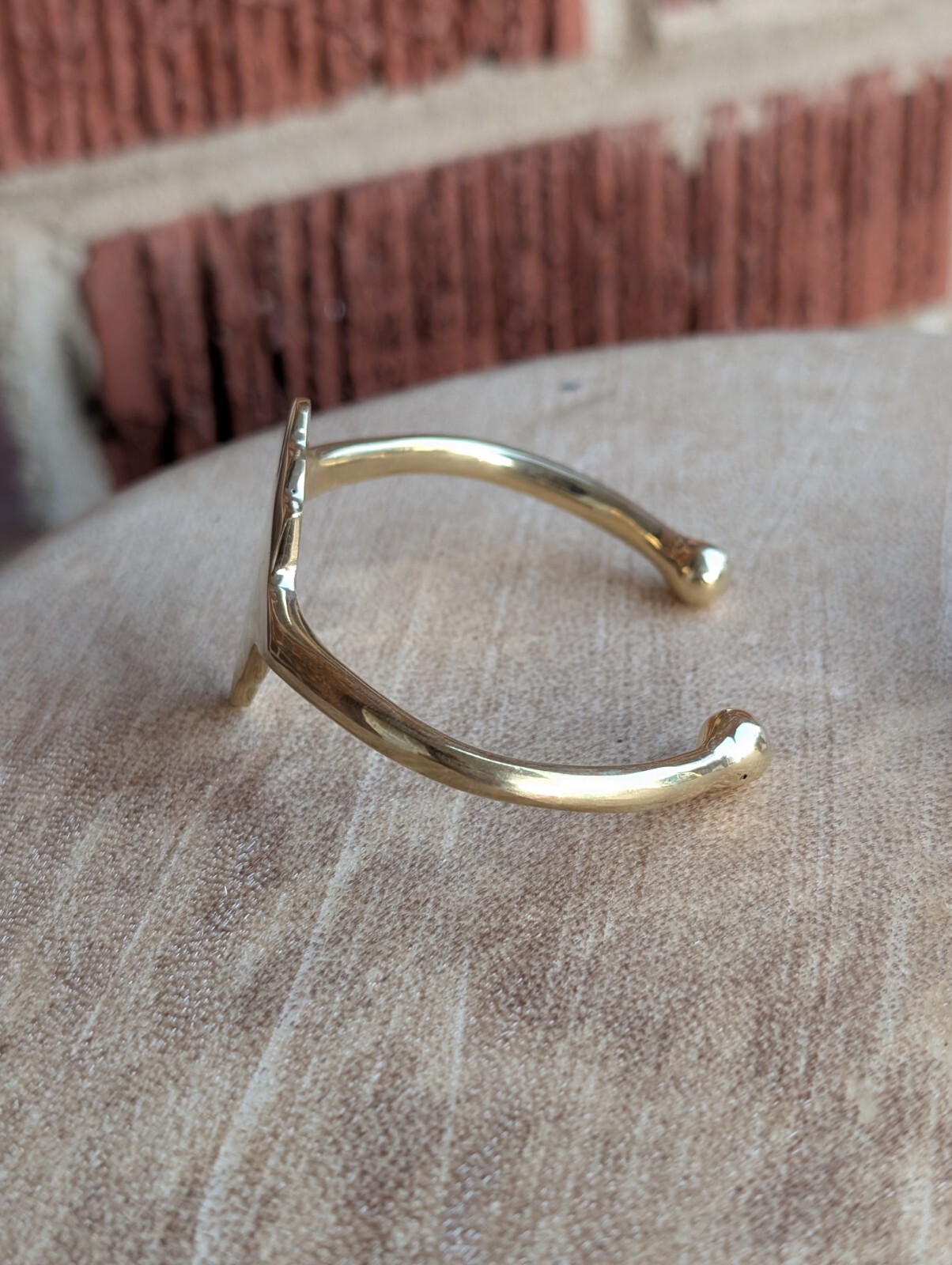 Gold Brass Africa-shaped Bangle & Ring Set -Handmade in Kenya-Adjustable Ring