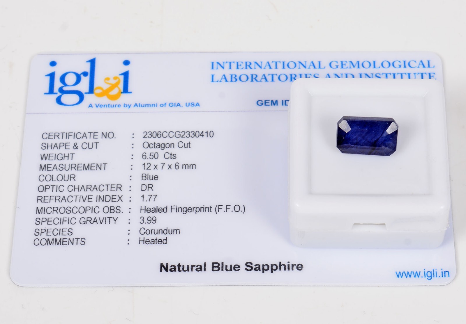 IGL&I Certified 6.50 Cts Natural Ceylon Blue Sapphire Octagon Cut Gems For Ring