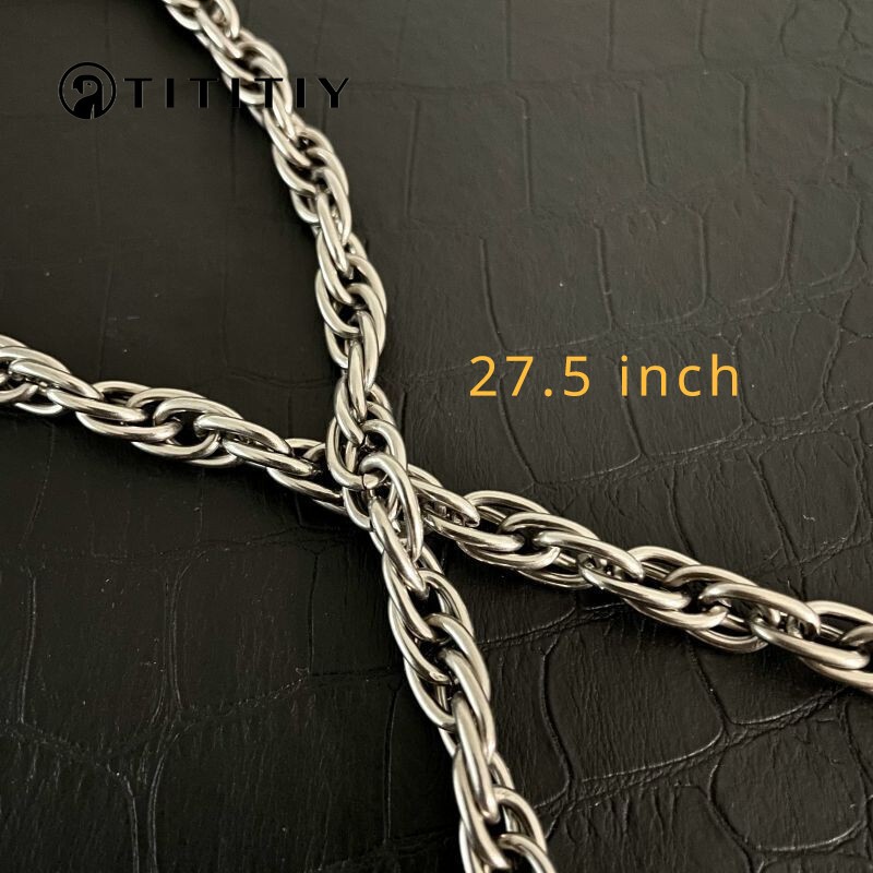 Pure Titanium Twisted Necklace Wide 7mm Anti Allergic 27.5 Inch Accessories Gift