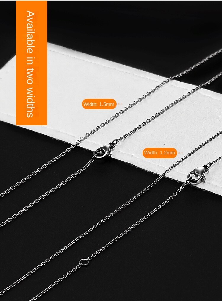 New Pure Titanium Necklace Wide 1.2mm Lightweight Anti Allergic Length 20 Inches