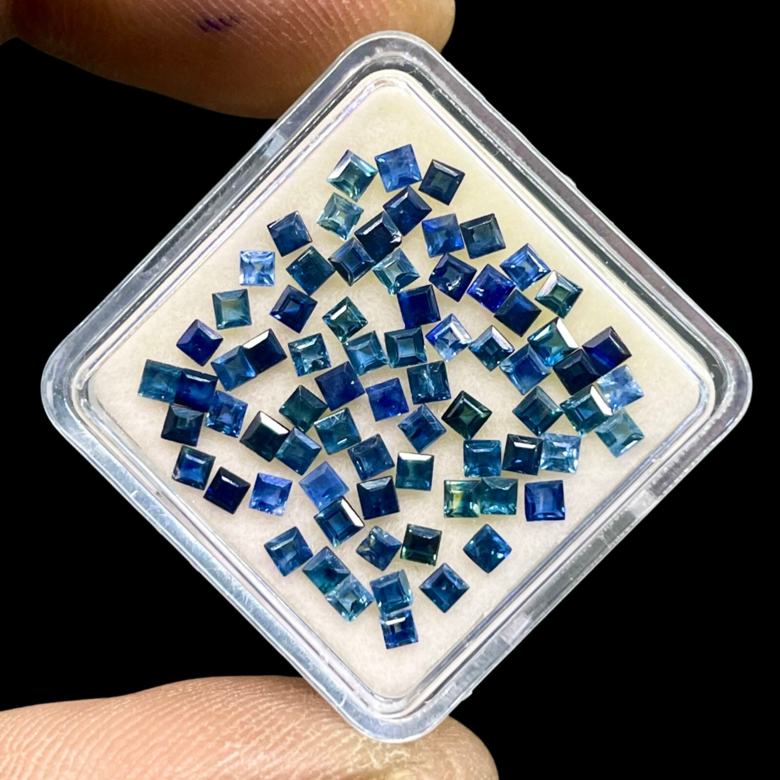 50 Pcs Natural Blue Sapphire 1.7mm Square Cut Loose Gemstones Lot Sri Lanka