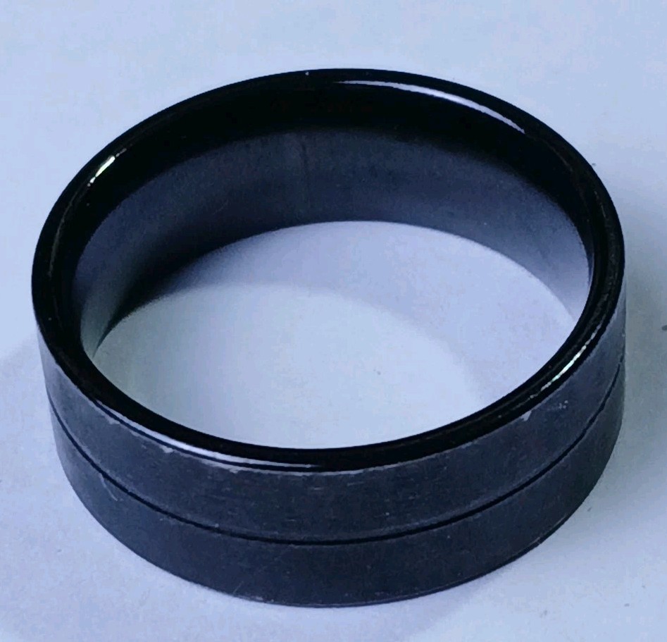 Zirconia Stainless Steel Ring Inside Polished Wedding Band Black Size 10